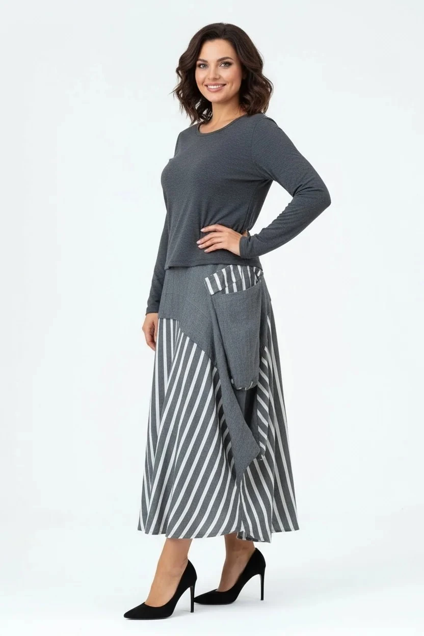 Kadın Kargo Cepli Fermuarlı İnce Etek