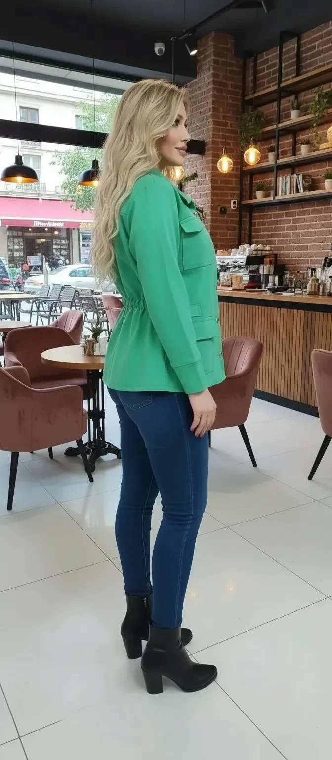 Sierra Otantik Denim kumaş Beli Lastikli Ceket