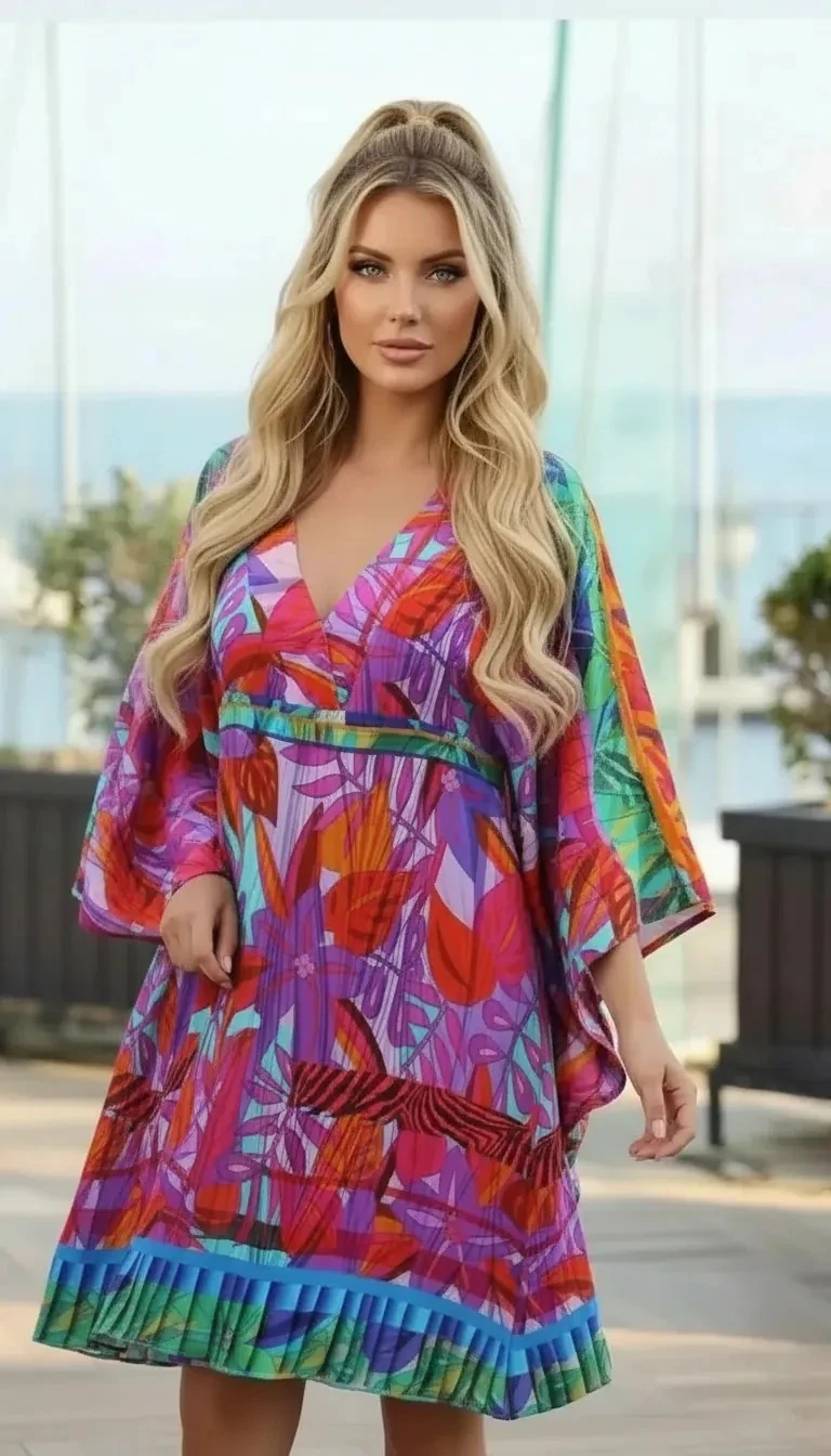 Sierra Otantik Marin Kısa Elbise - pembe