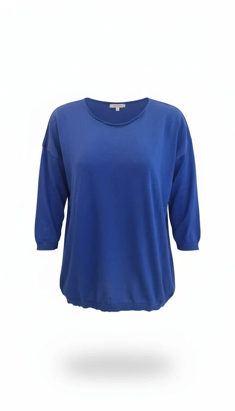 Kadın Basic Relax Fit Dökümlü Yarım Kol Triko Kazak