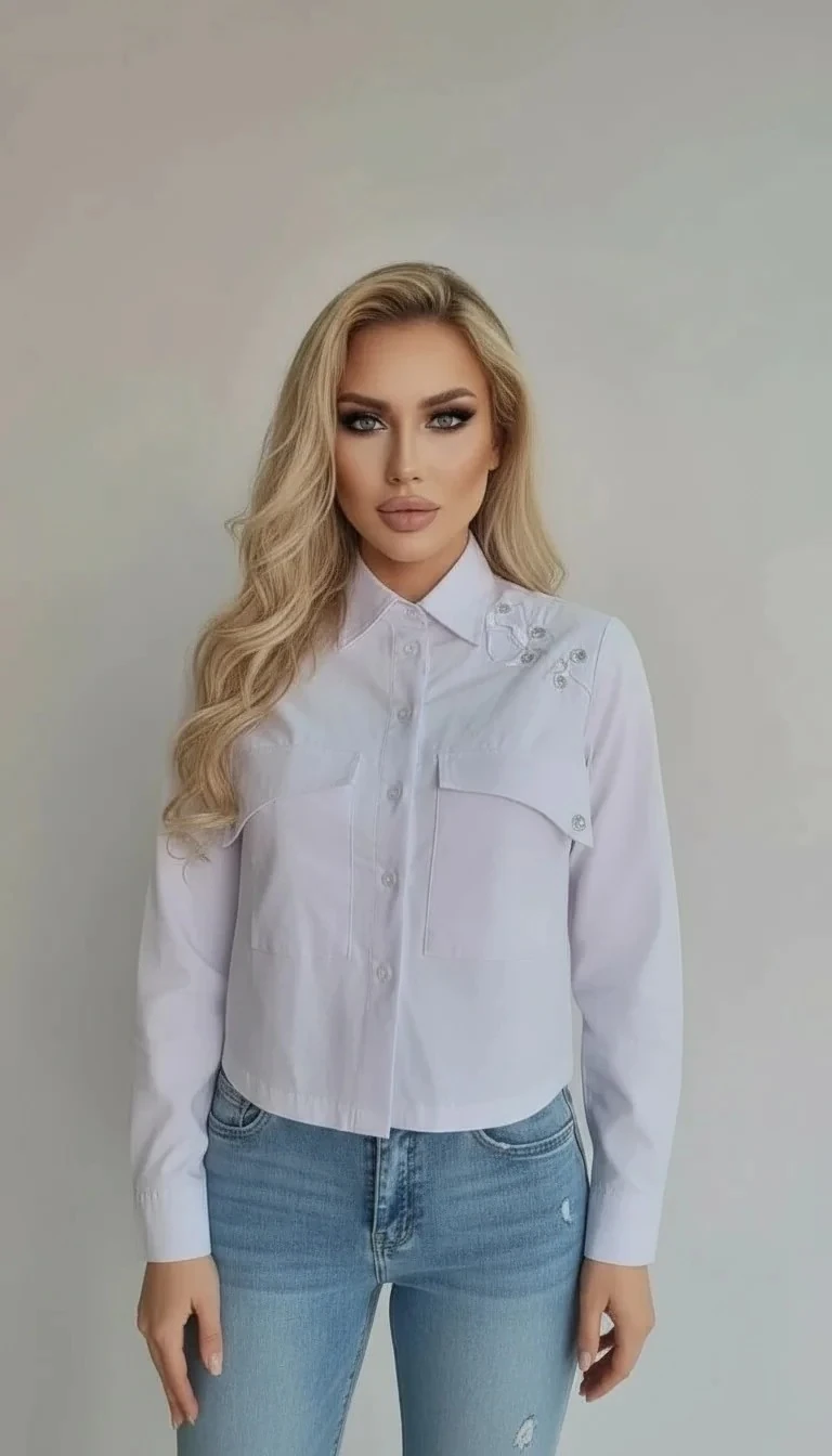 Sierra Otantik Kadın Bağcıklı Omuz Detaylı Gömlek – Lace-Up Bluz | Beyaz, Kuşgözü Aksesuarlı Casual Giyim