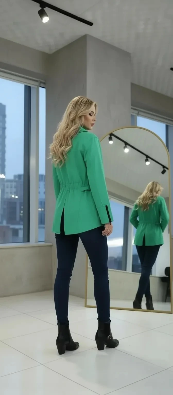 Sierra Otantik Denim kumaş Beli Lastikli Ceket