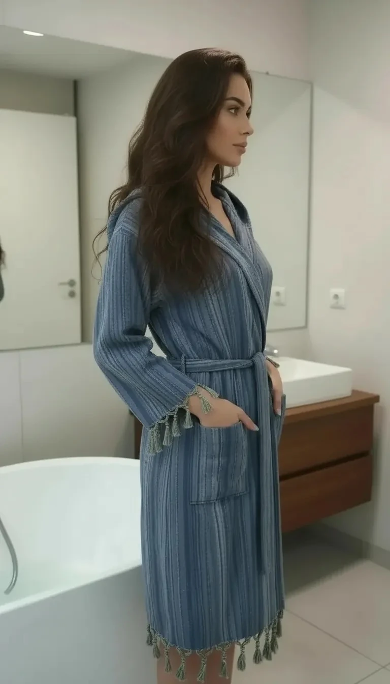 İpliğiboyalı Peştemal Bornoz