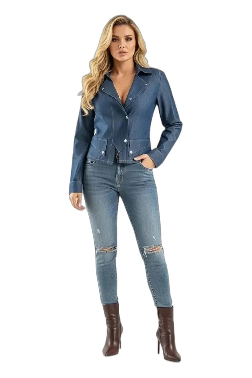 Denim Likralı Kot Gömlek