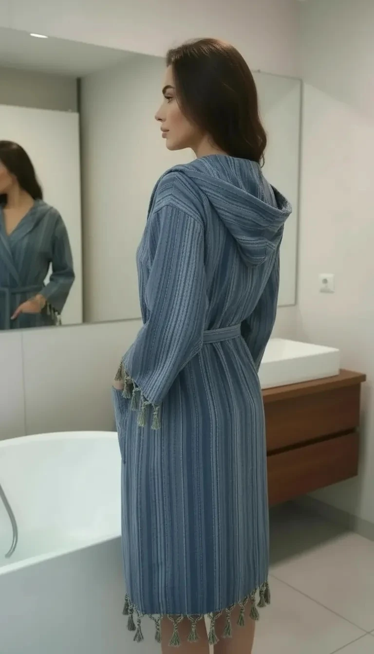 İpliğiboyalı Peştemal Bornoz