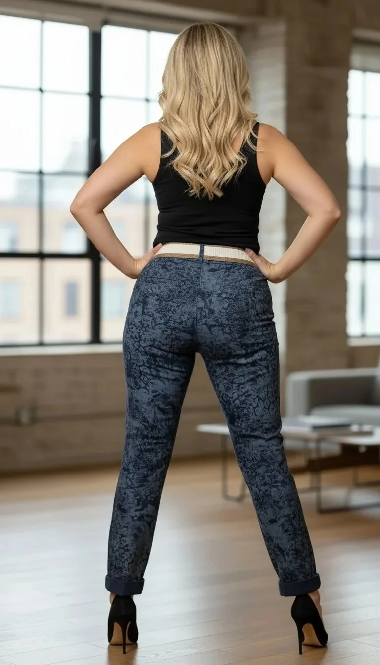 Kemerli Çiçek Baskılı İtalyan Pantalon