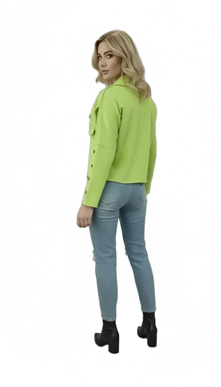 Sierra Otantik Asi Şıklık-Püskül Detaylı Crop Denim Ceket