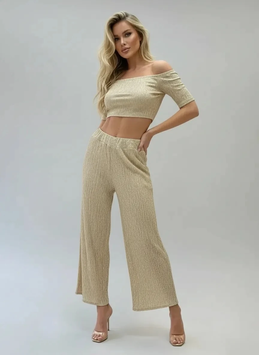 Buruşuk Kumaş Lastikli Yazlık Pantolon