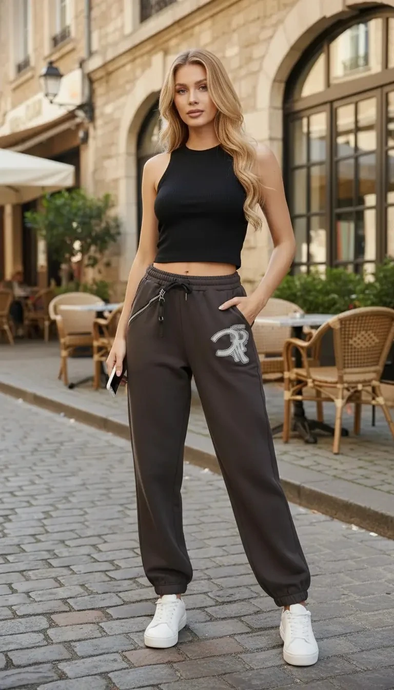 Nakış Ve Fermuar Detaylı Pantolon