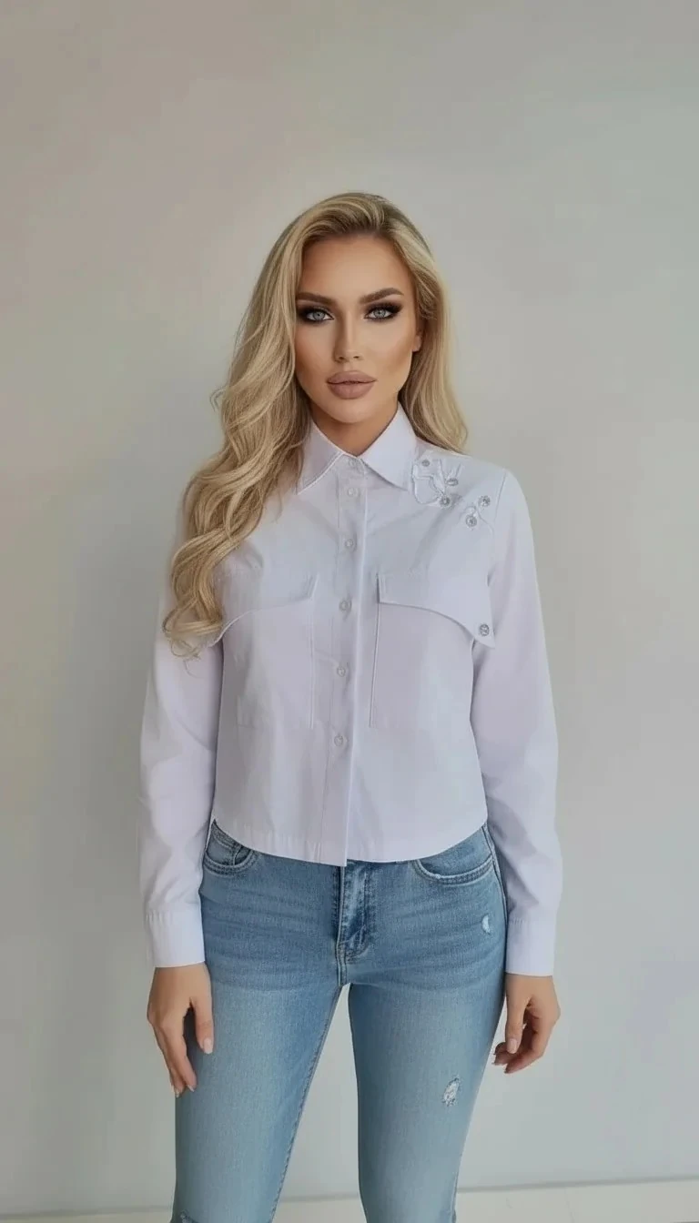 Sierra Otantik Kadın Bağcıklı Omuz Detaylı Gömlek – Lace-Up Bluz | Beyaz, Kuşgözü Aksesuarlı Casual Giyim
