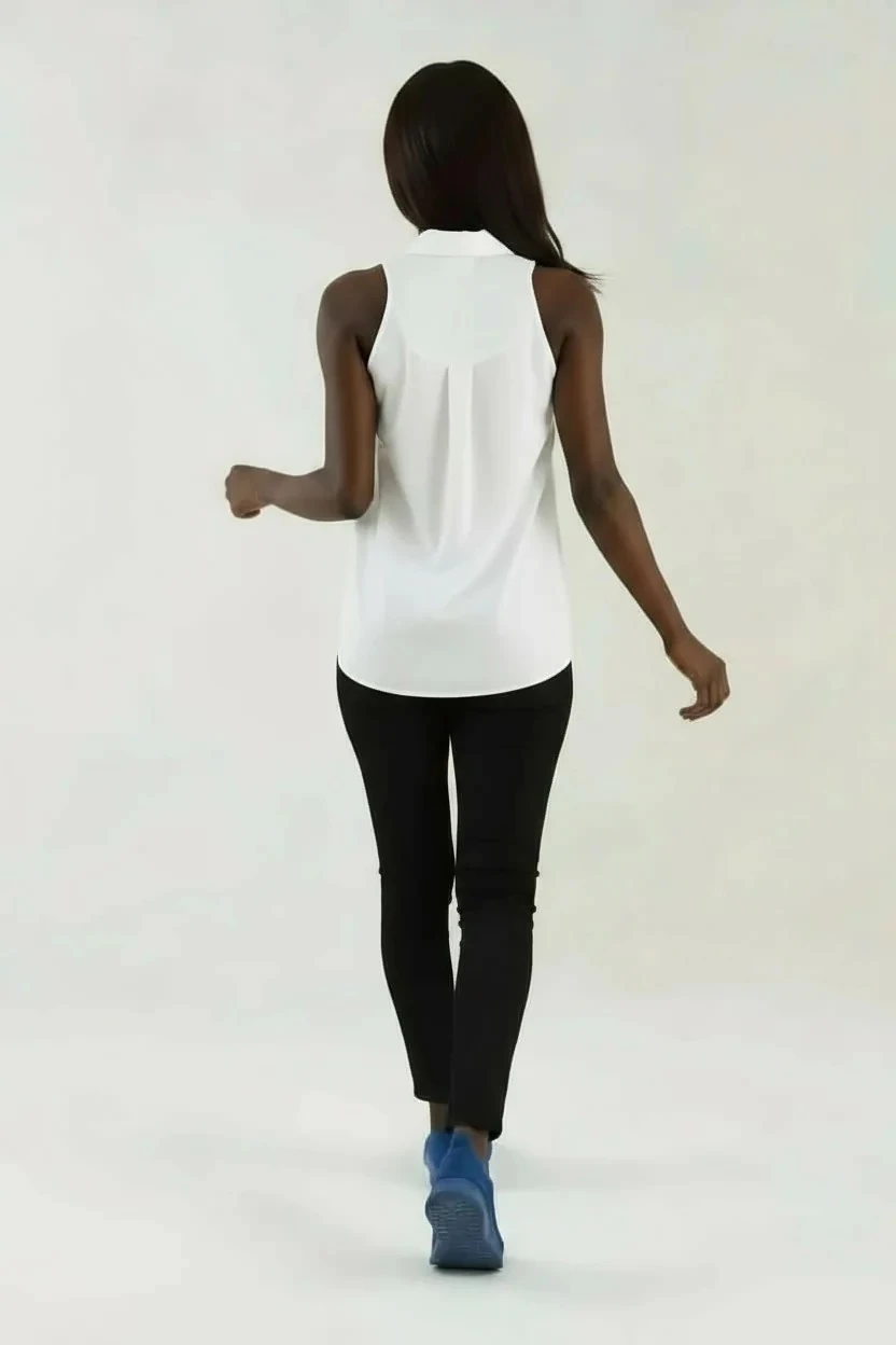 Sierra Otantik Kadın Kolsuz Gömlek – Halter Kesim, Klasik Yaka Düğmeli  Yazlık Bluz