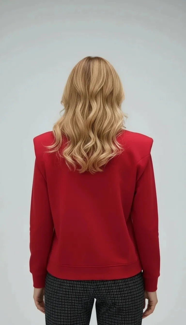 Vatkalı Dantel İşli Pamuklu Kazak