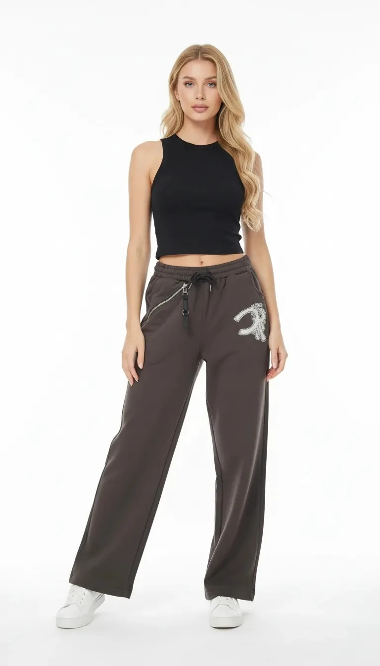 Nakış Ve Fermuar Detaylı Pantolon