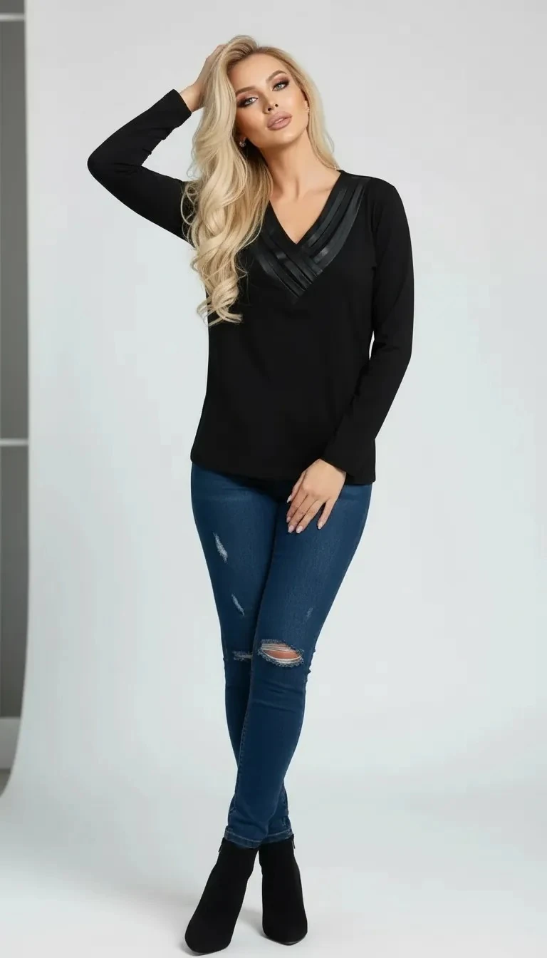 Suni Deri Yakalı Kazak