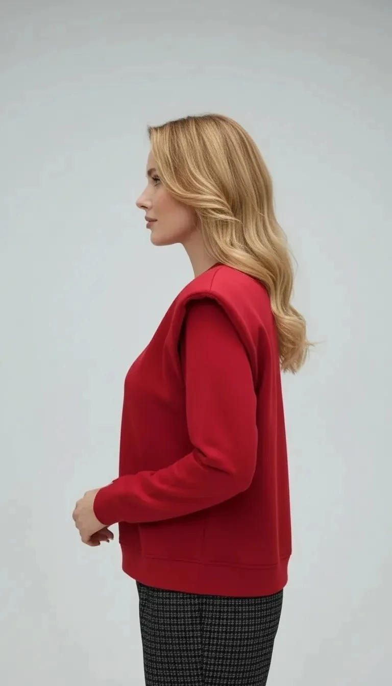 Vatkalı Dantel İşli Pamuklu Kazak