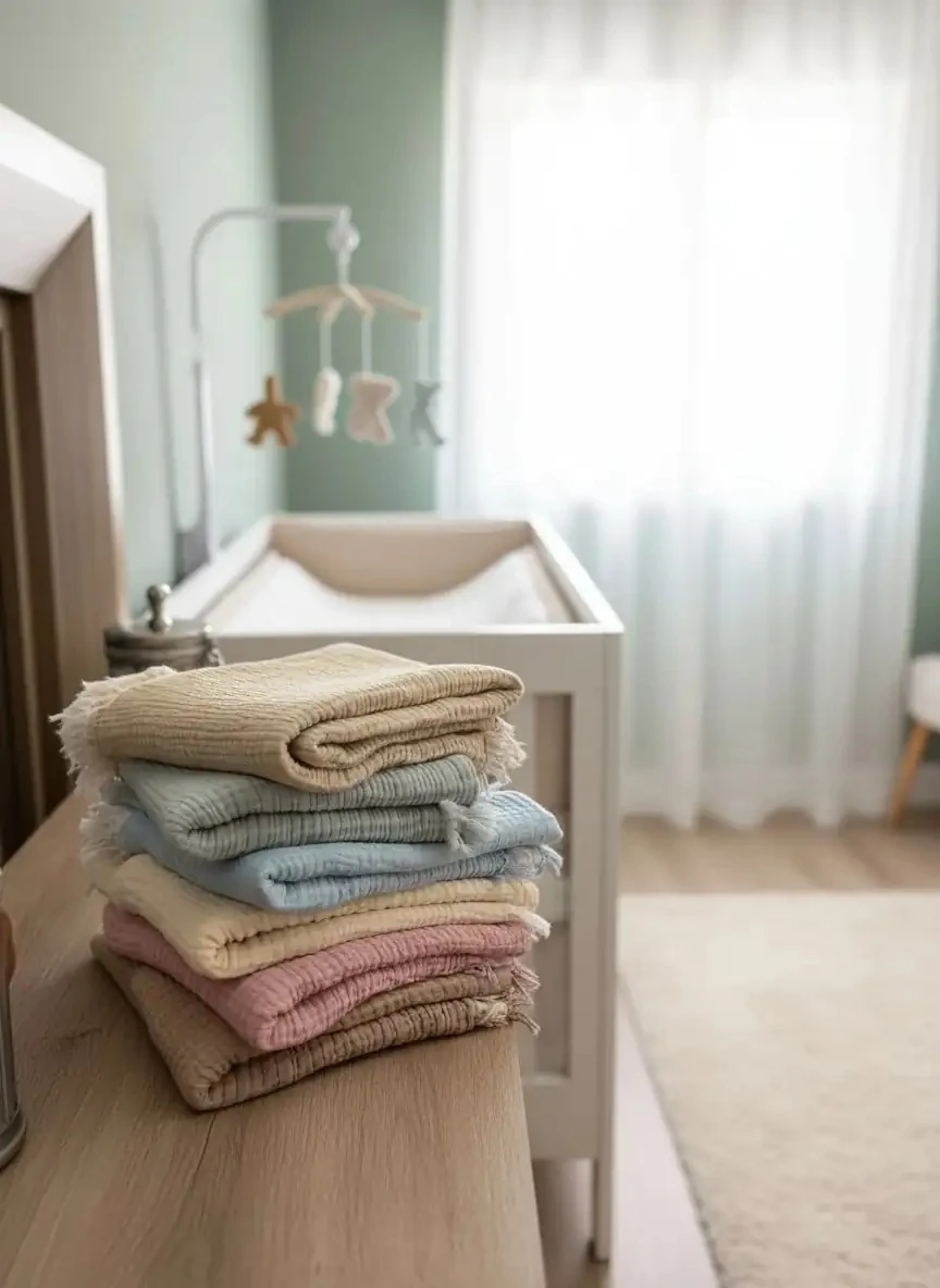 4 katlı Muslin Bebek Battaniyesi - mavi.