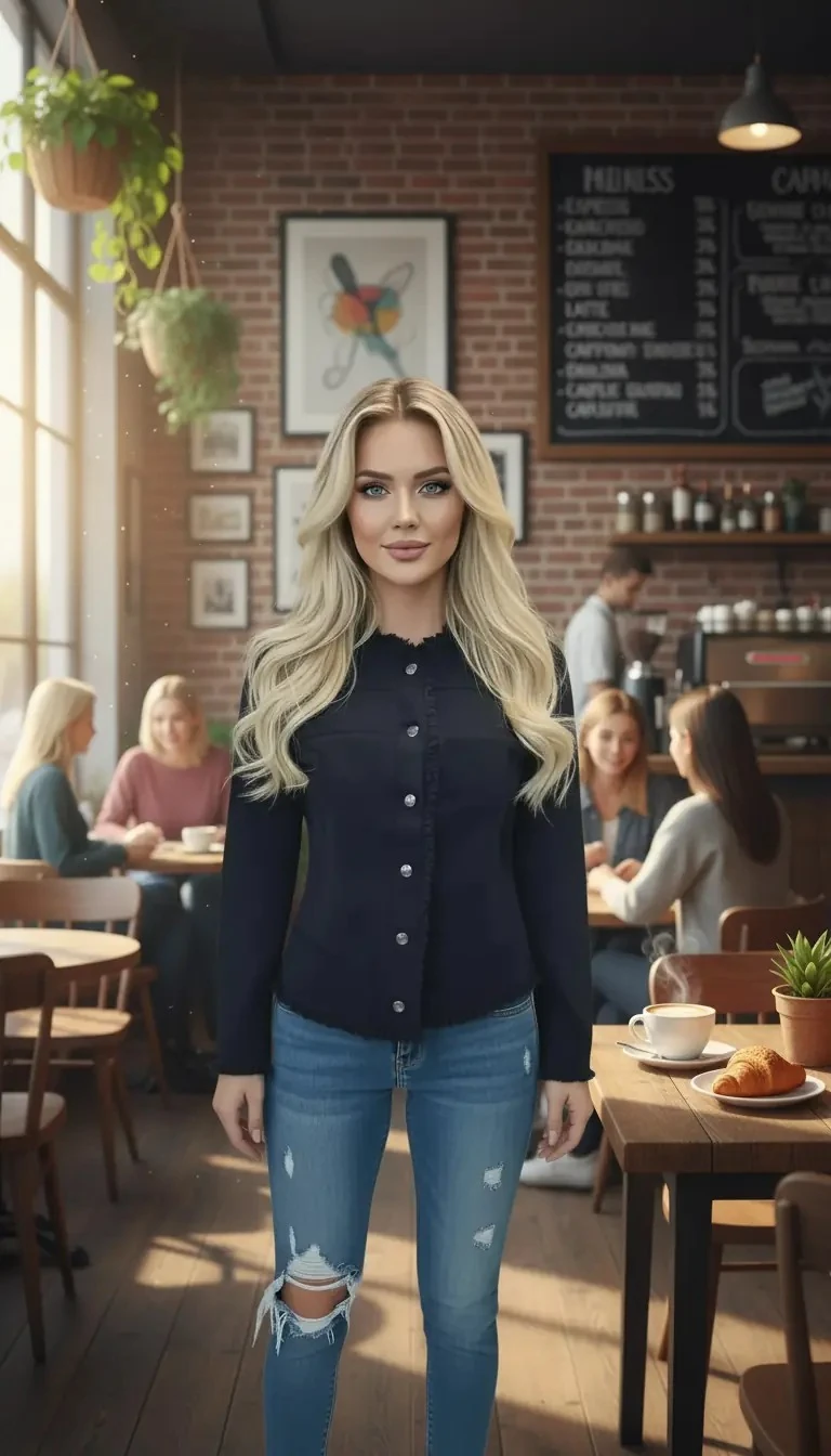 Sierra Otantik Kadın Fringe Detaylı Kısa Denim Ceket | Yuvarlak Yaka, Yıpranmış Kenarlı Şık ve Rahat Günlük Model