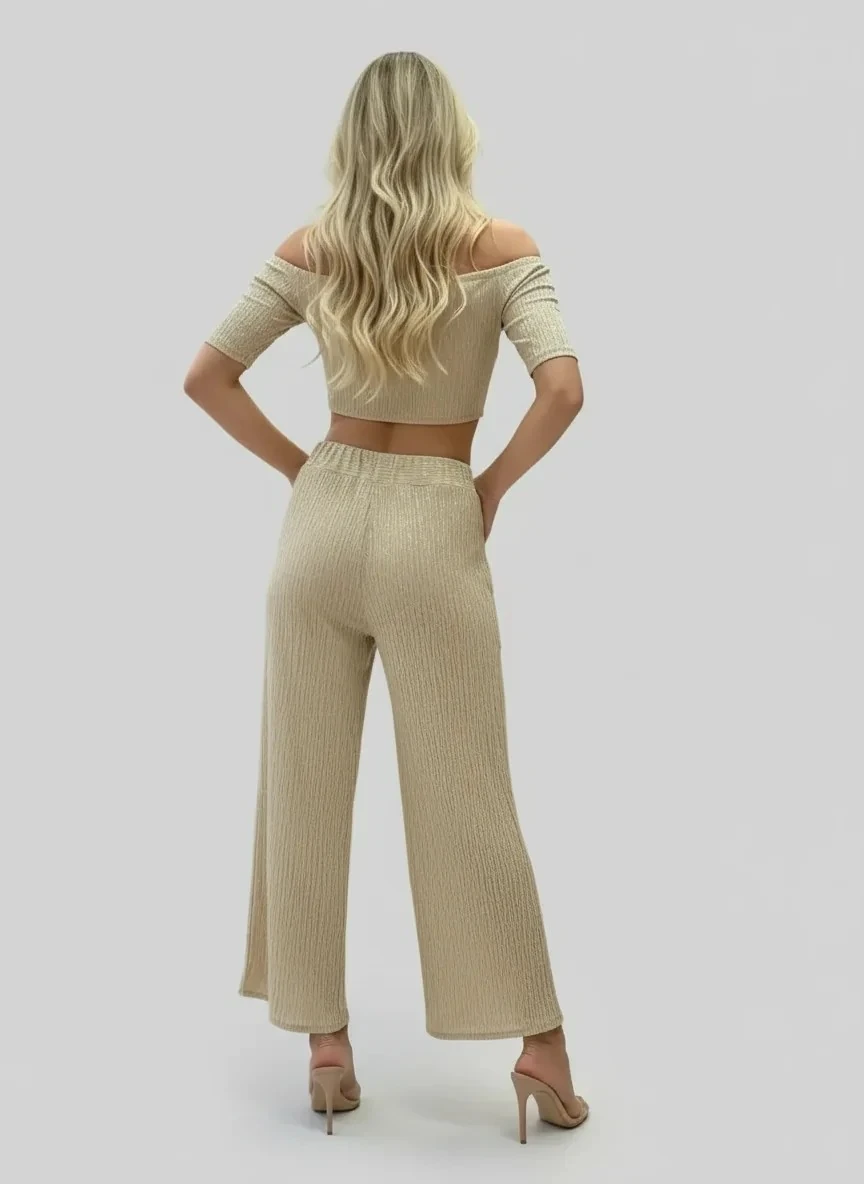 Buruşuk Kumaş Lastikli Yazlık Pantolon