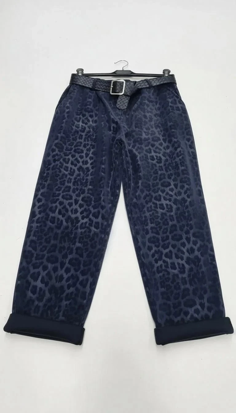 Kemerli Leopar Lazer Baskılı Pantolon