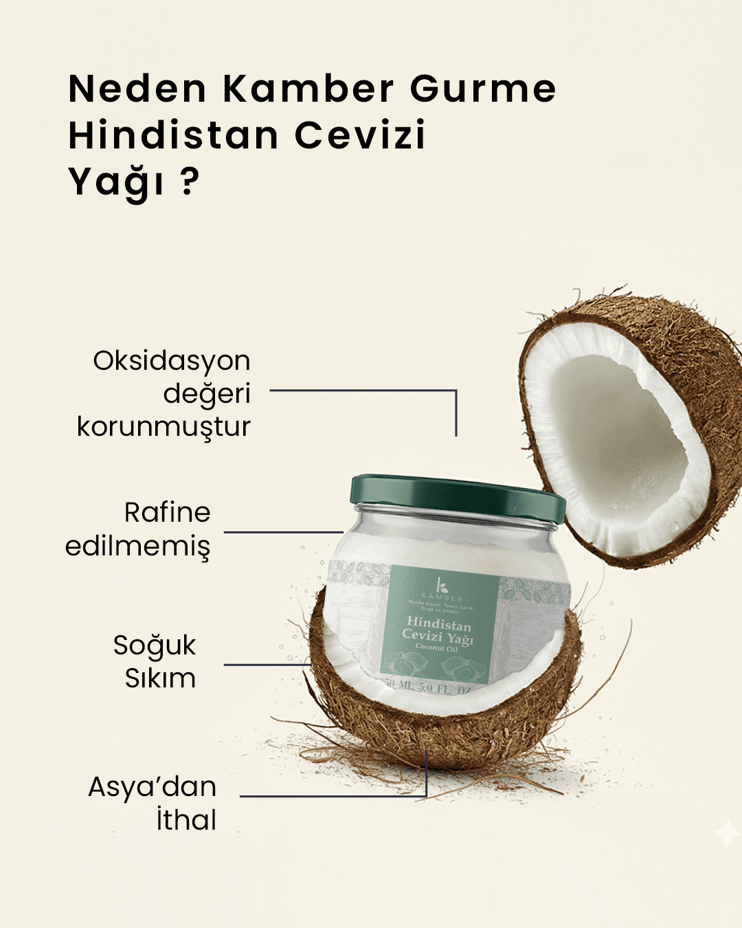 %100 Doğal Hindistan Cevizi yağı 150ml ( Güney Asya’dan)