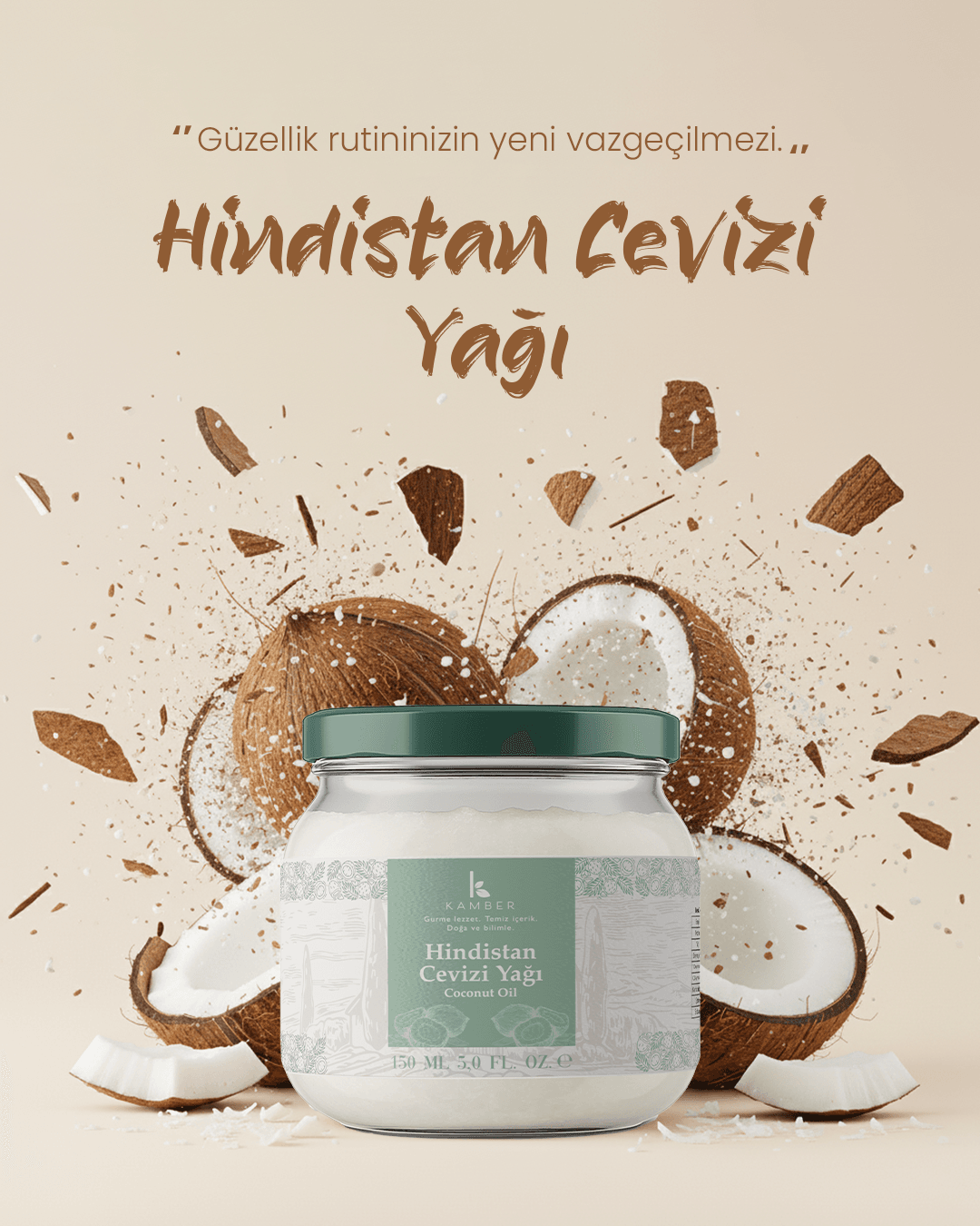 %100 Doğal Hindistan Cevizi yağı 150ml ( Güney Asya’dan)
