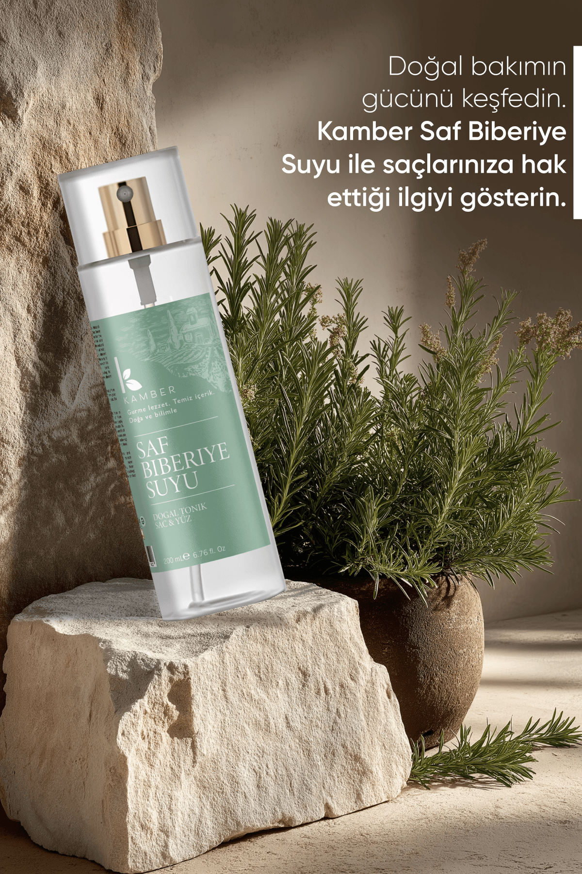 200 ML - Saf Biberiye Suyu-Dökülme karşıtı ve Hızlı saç uzatma etkili /  
