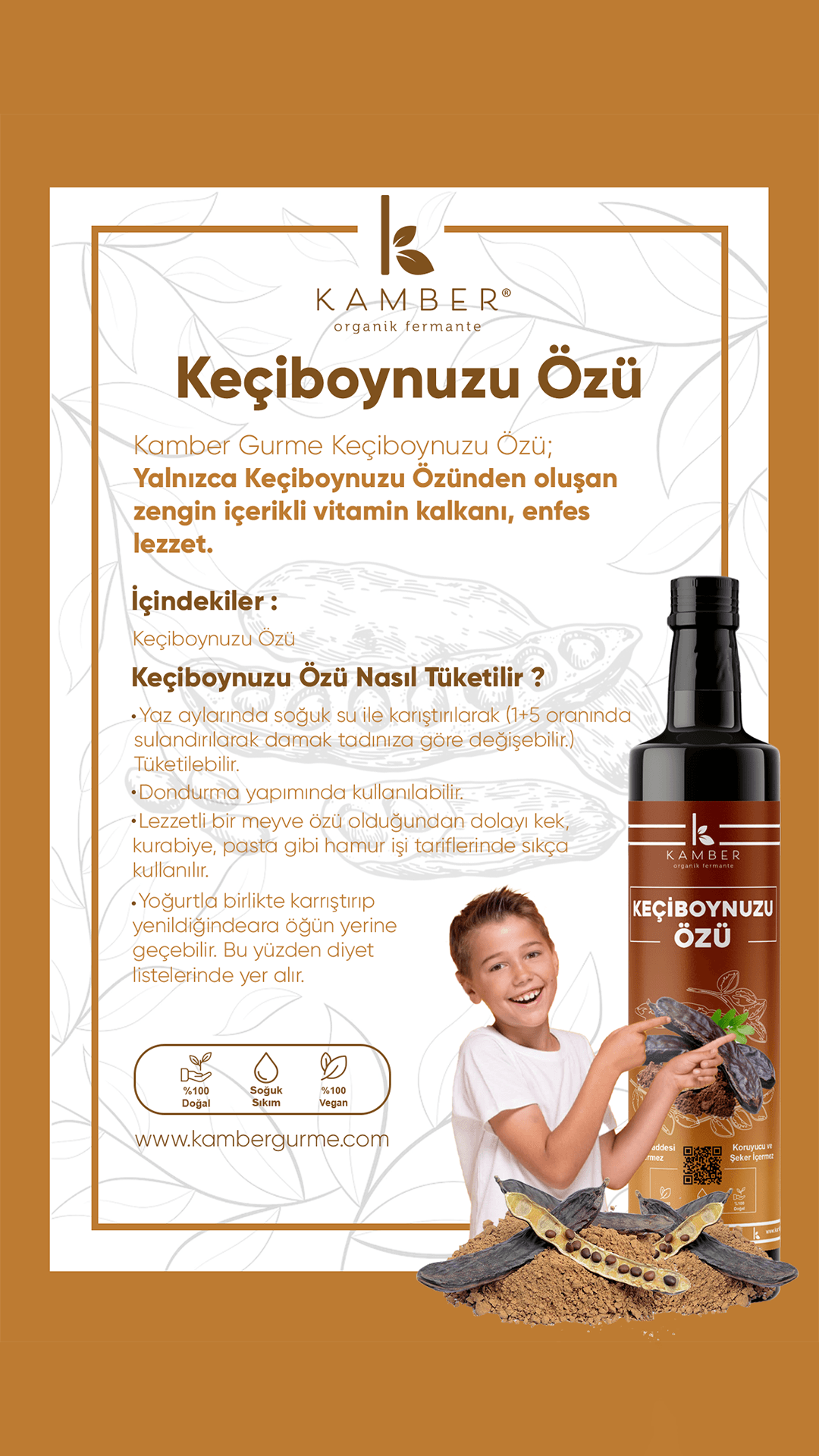 Doğal Keçiboynuzu Özü 360 gr - Soğuk Sıkım