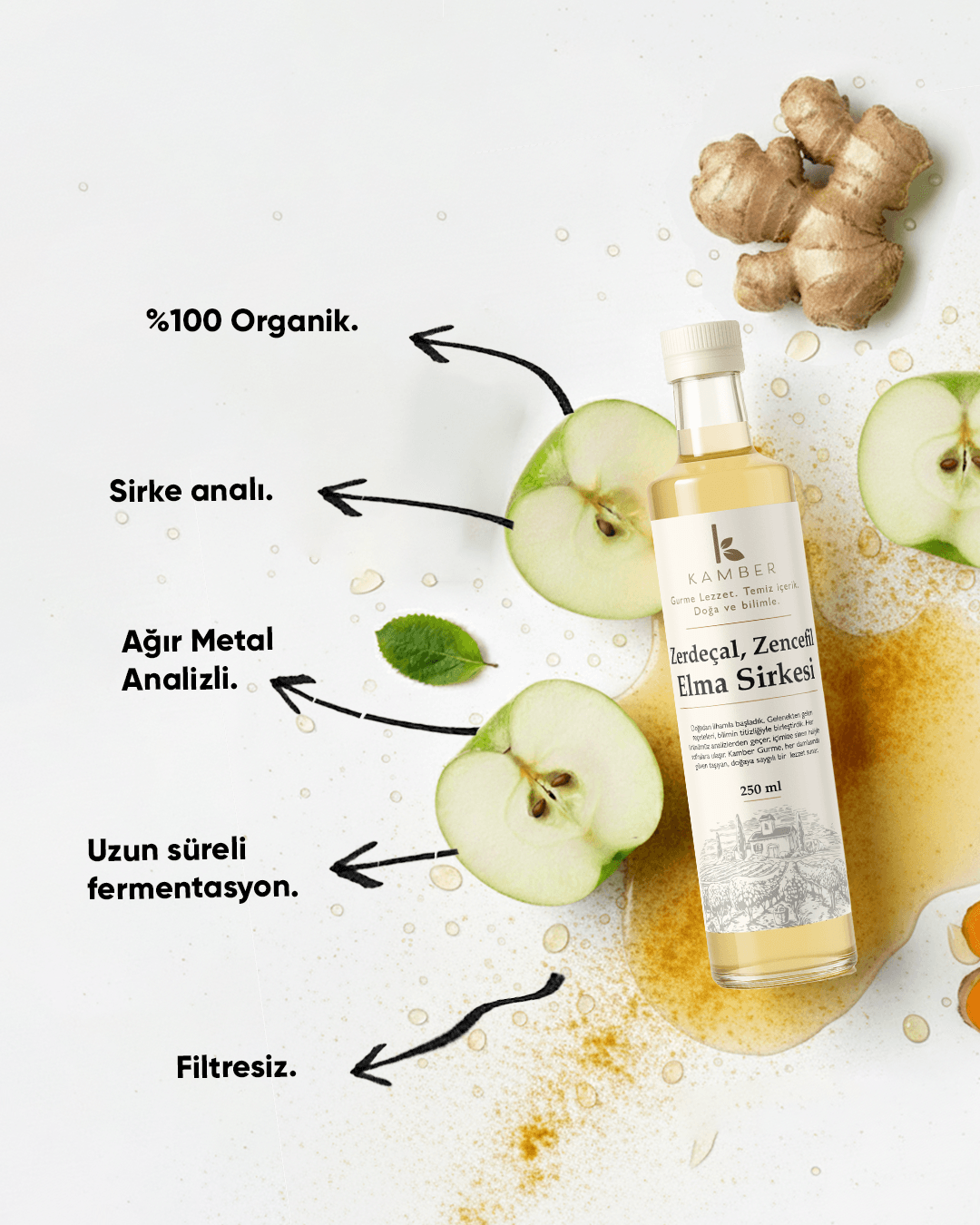 Zencefilli-Zerdeçallı-Elma-250 ML (12 Ay Dinlendirilmiş) 