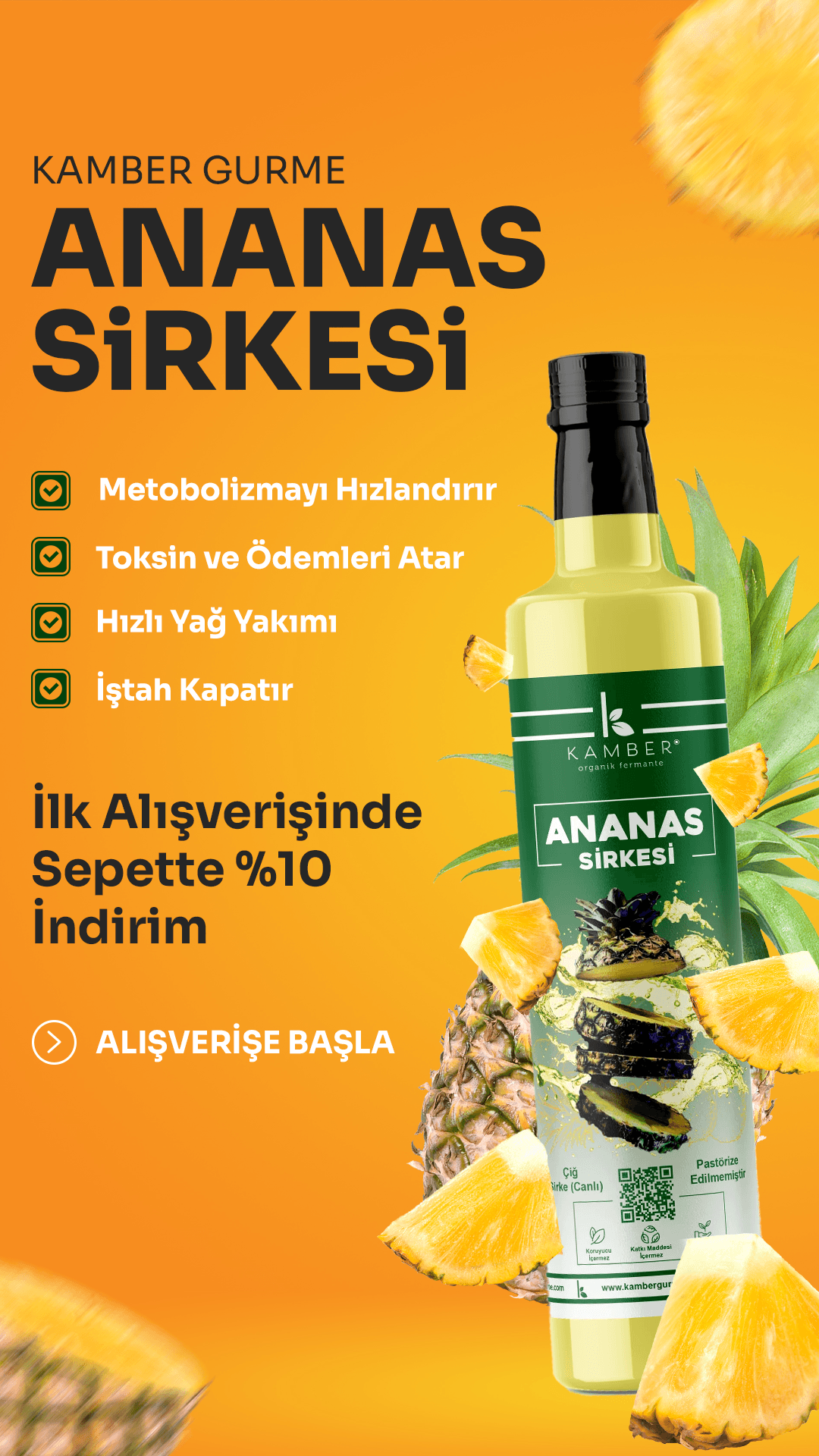 Ananas Sirkesi 250 ML (18 Ay Dinlendirilmiş)