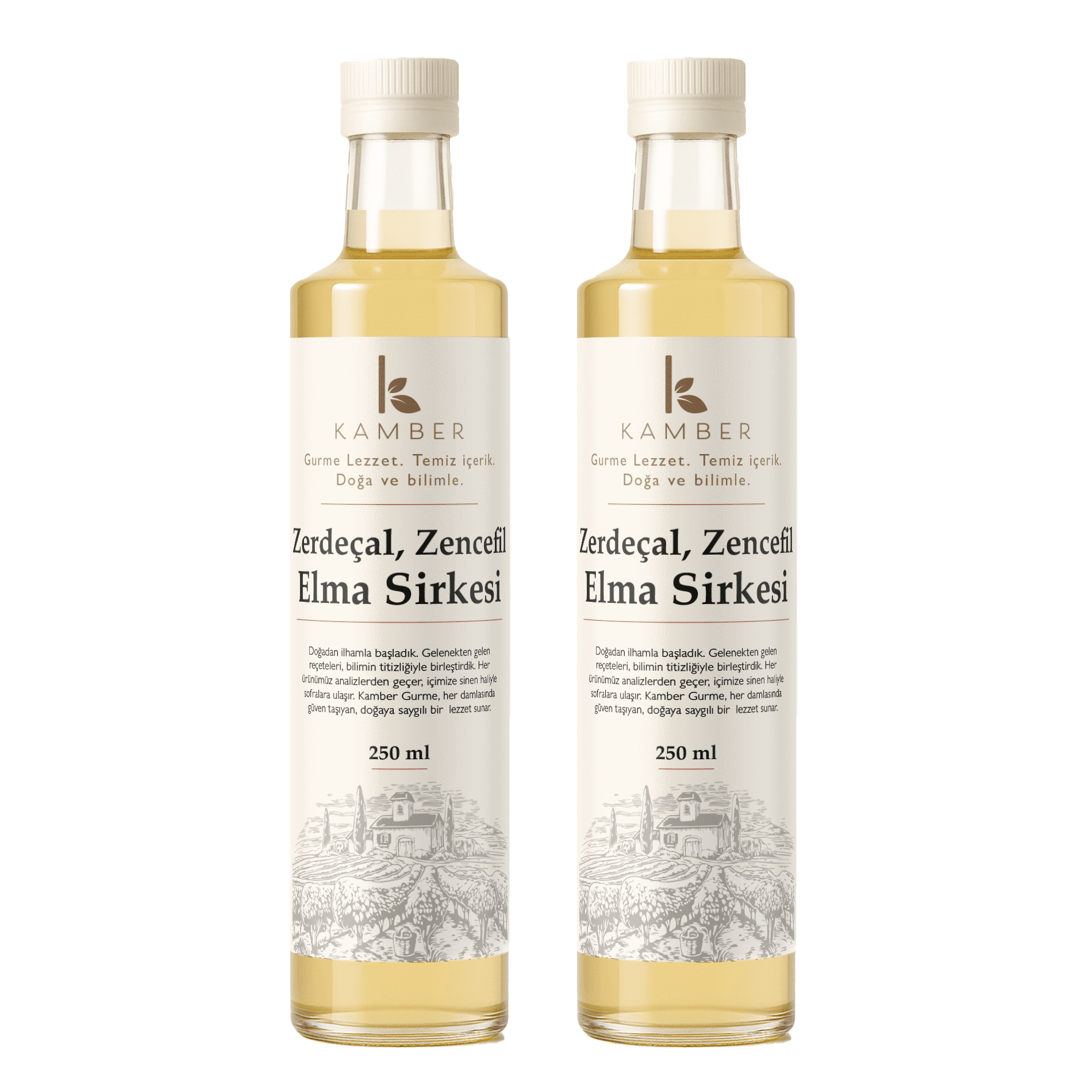 2'li Zencefilli Zerdeçallı Elma Sirkesi (250ML x 2 ) YENİ SERİ