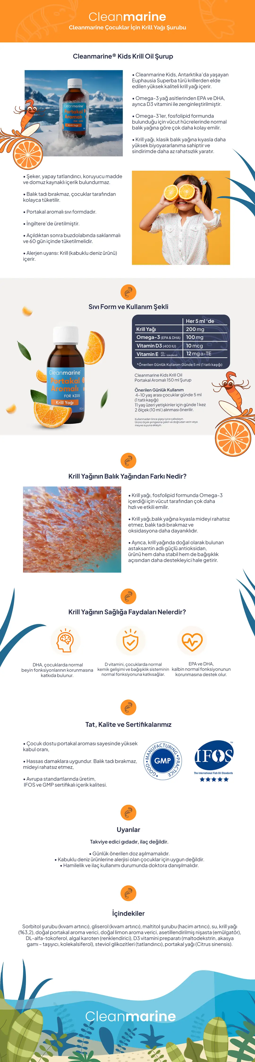 Cleanmarine Çocuklar İçin Krill Yağı Şurubu Ürün Görseli