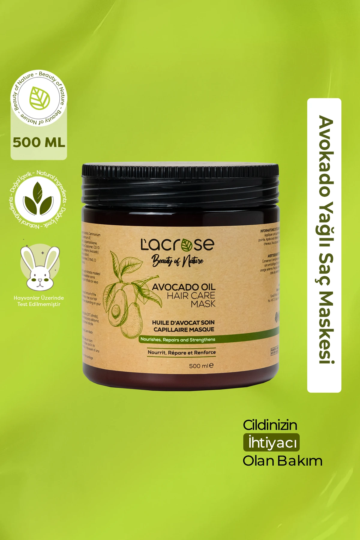 Avokado Yağlı Saç Maskesi - Avocado Oil Hair Care Mask - 500 ML