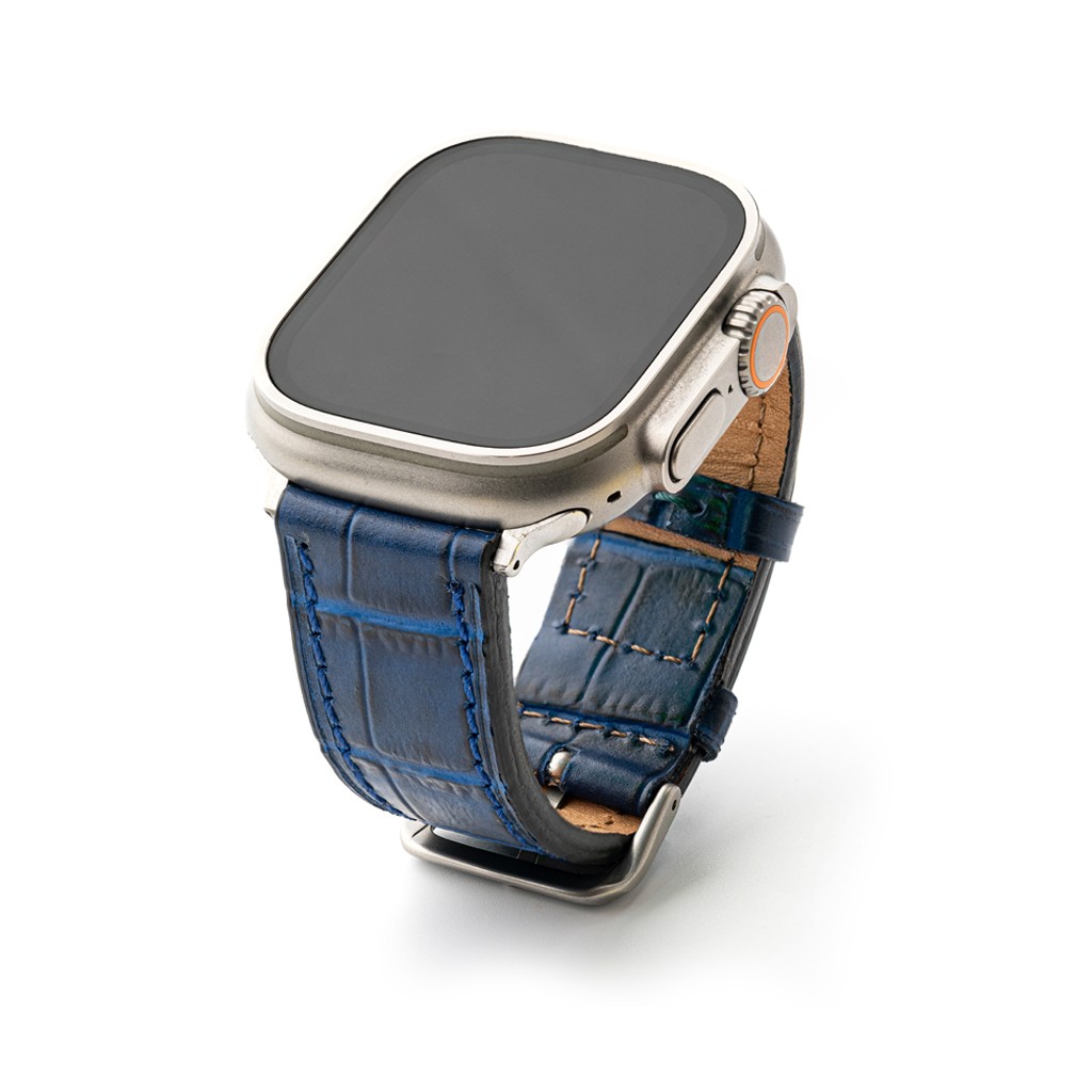 Gök Mavi Apple Watch Compatible Genuine Leather Band