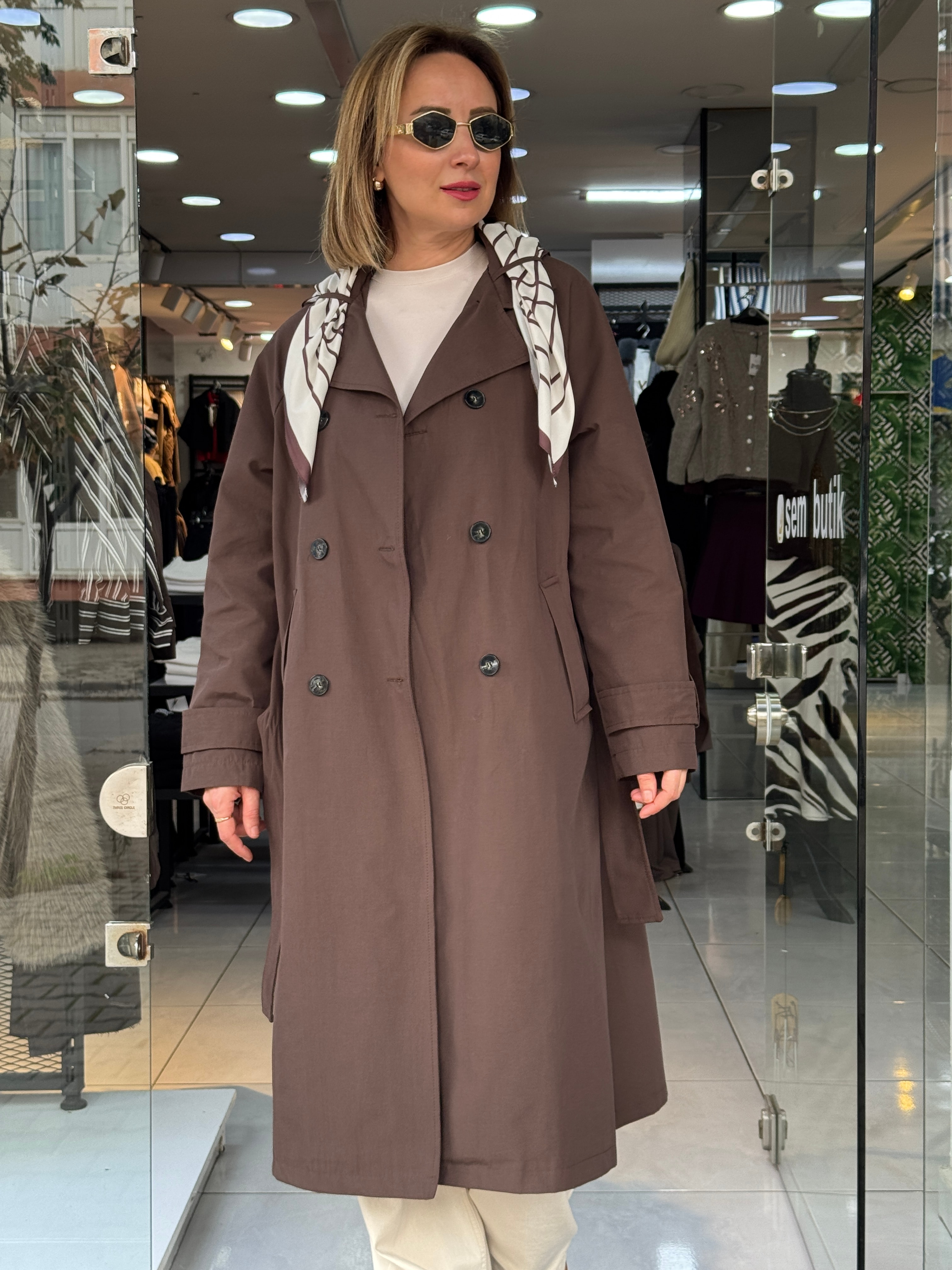Fularlı Acı Kahve Trenç