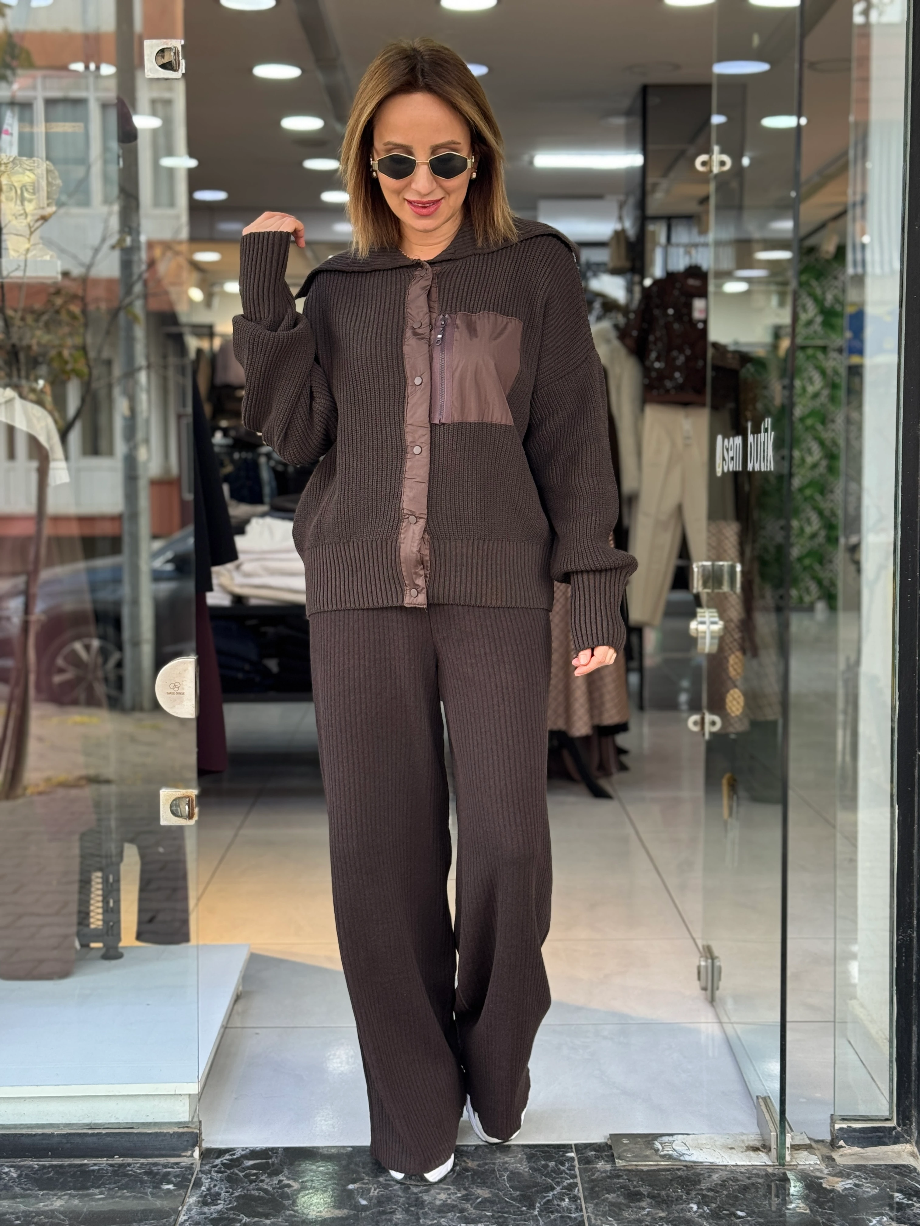 Paraşüt Detaylı Ceketli Triko Takım