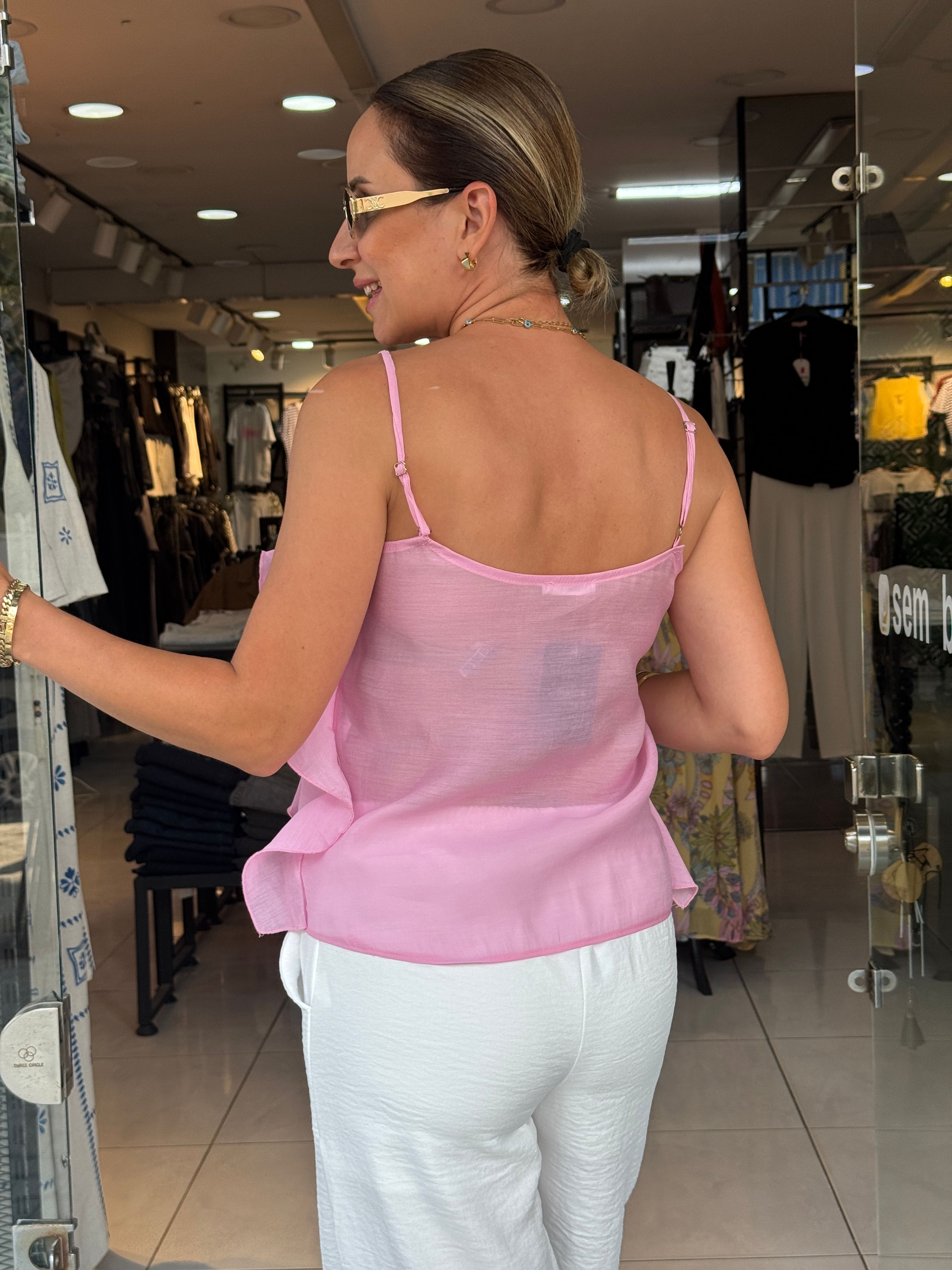 Pembe Fırfırlı Bluz