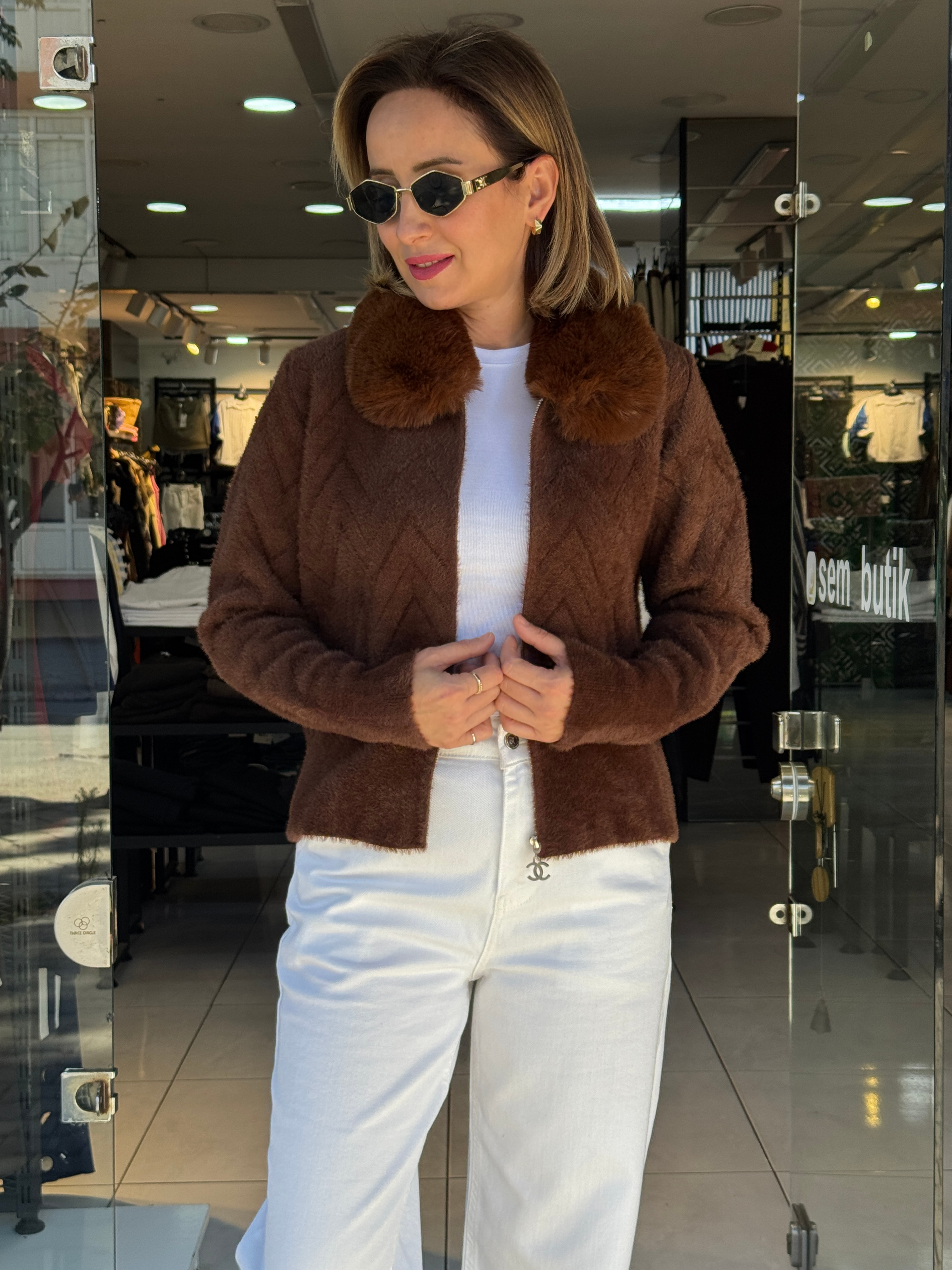 Angora Yakası Kürklü Ceket