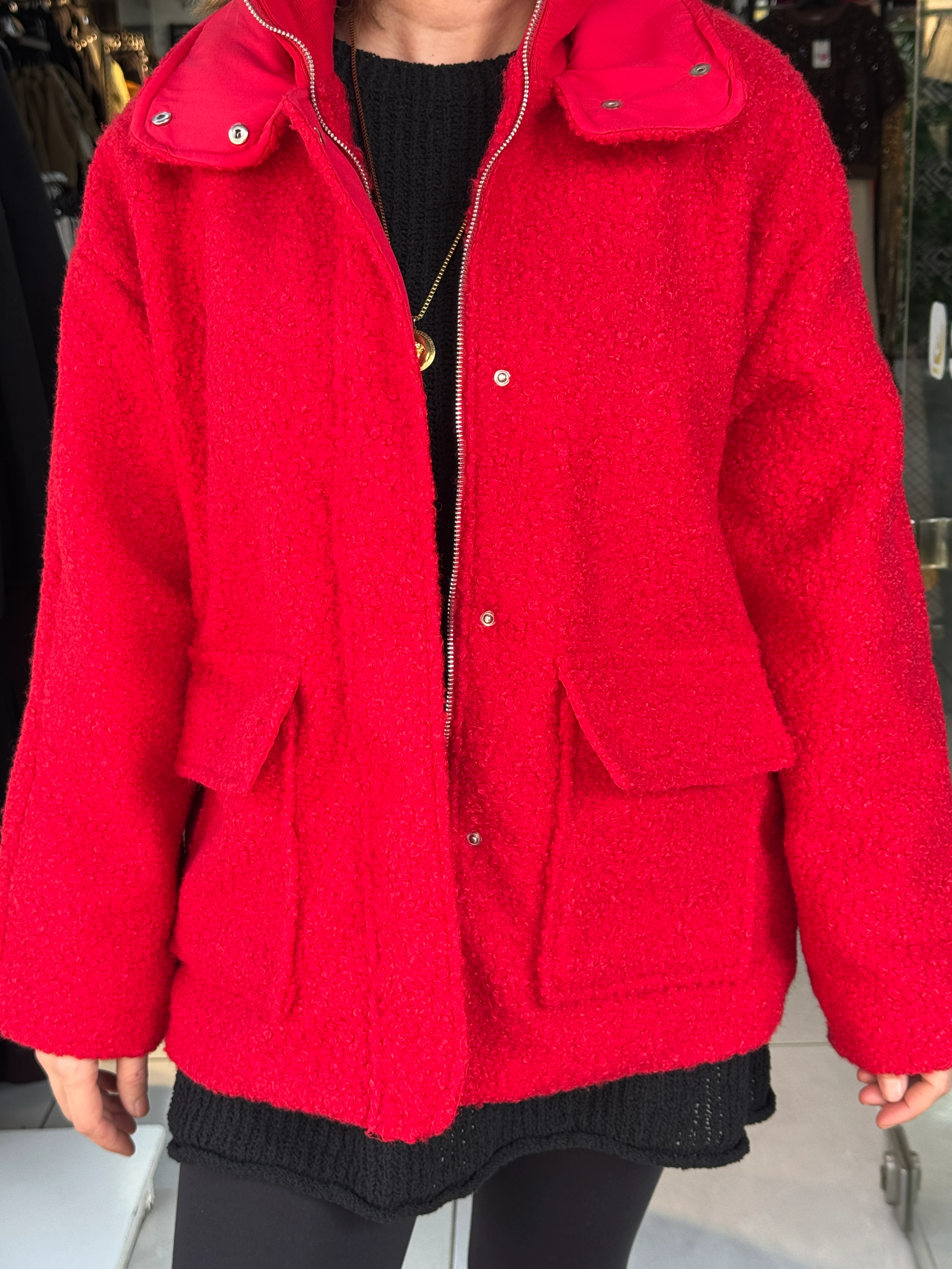 Ön Cep Detaylı Buklet Kaban