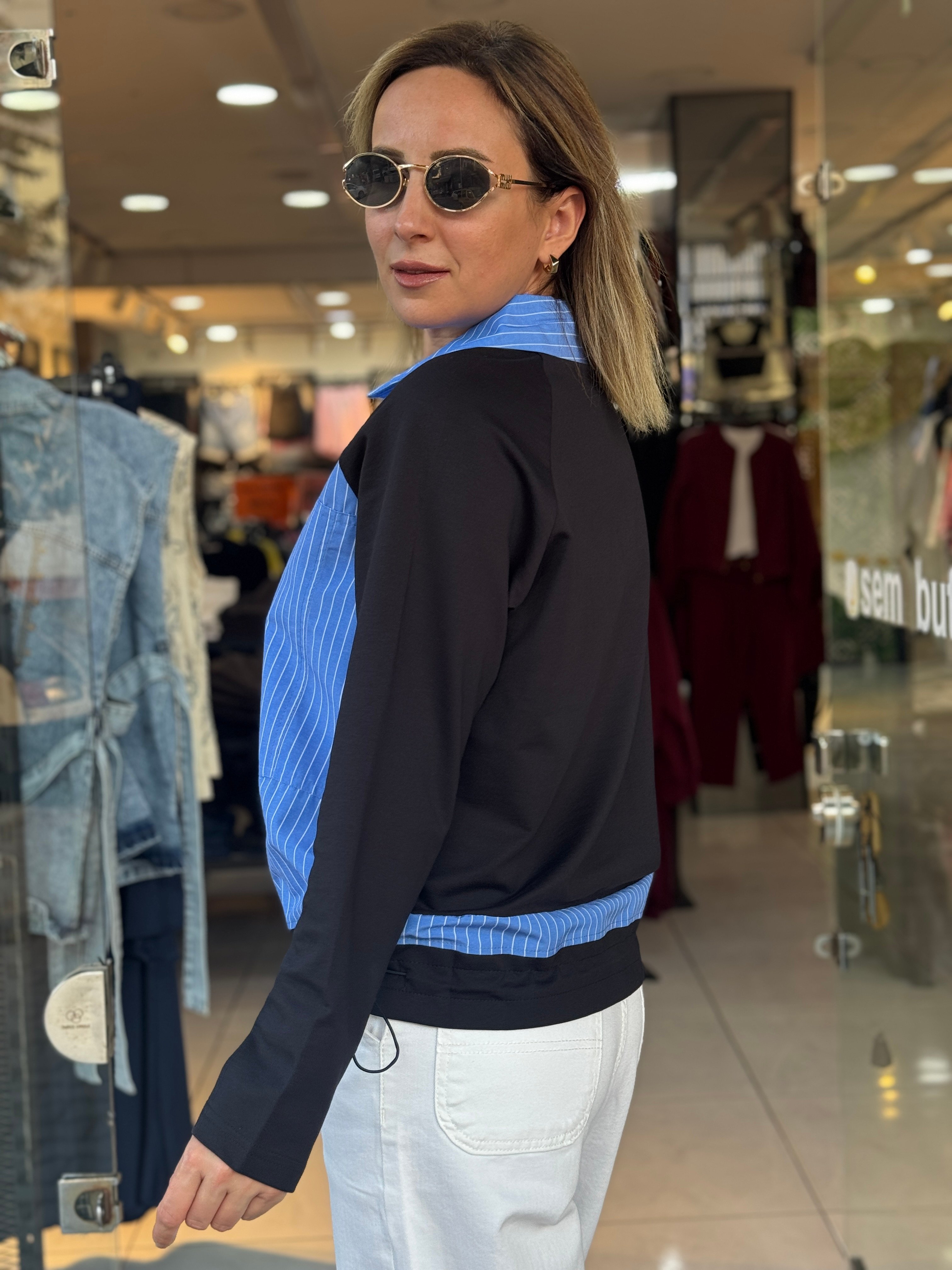 Broşlu Gömlekli Sweat