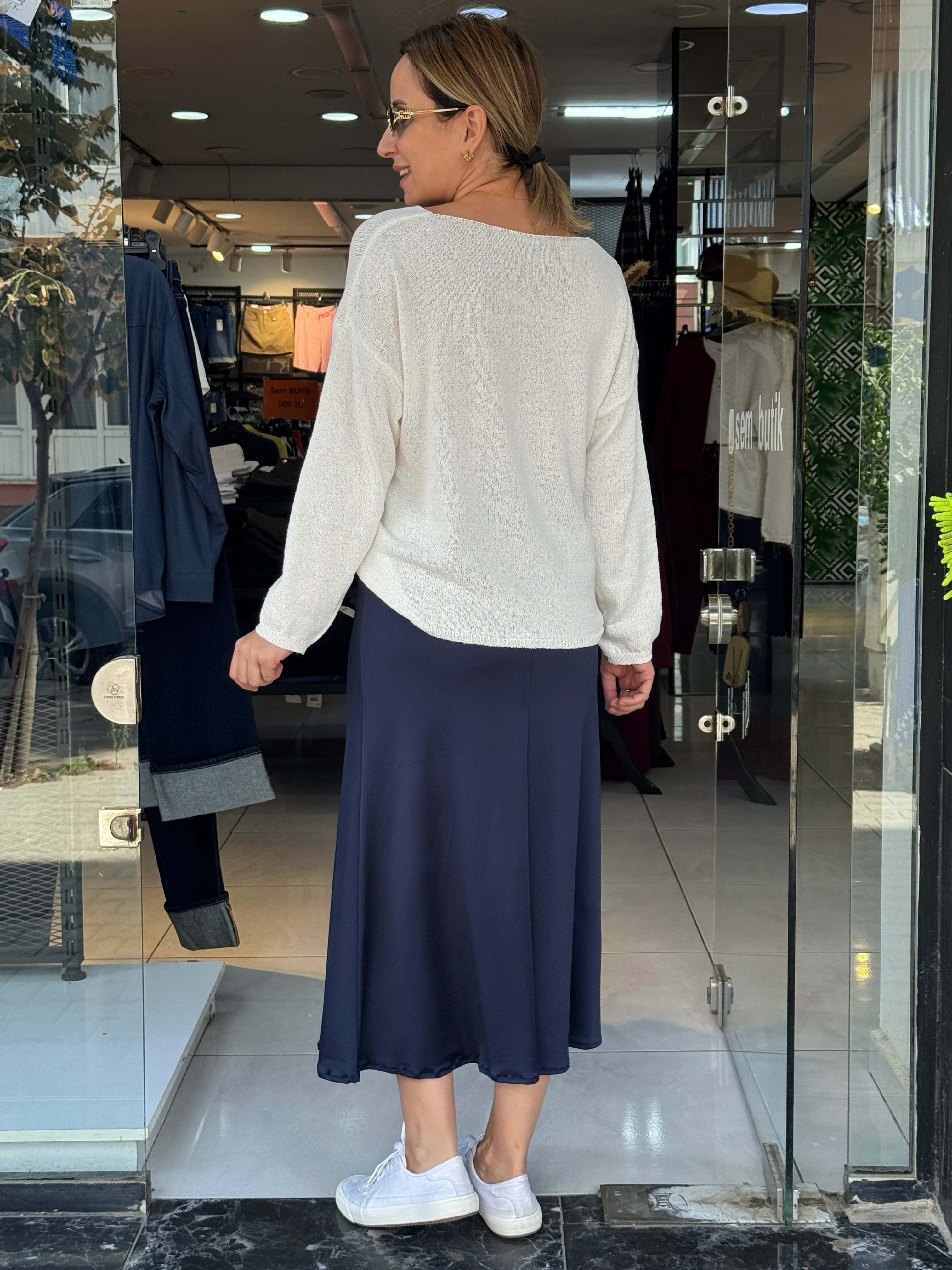  Parlak Dokulu Midi Etek