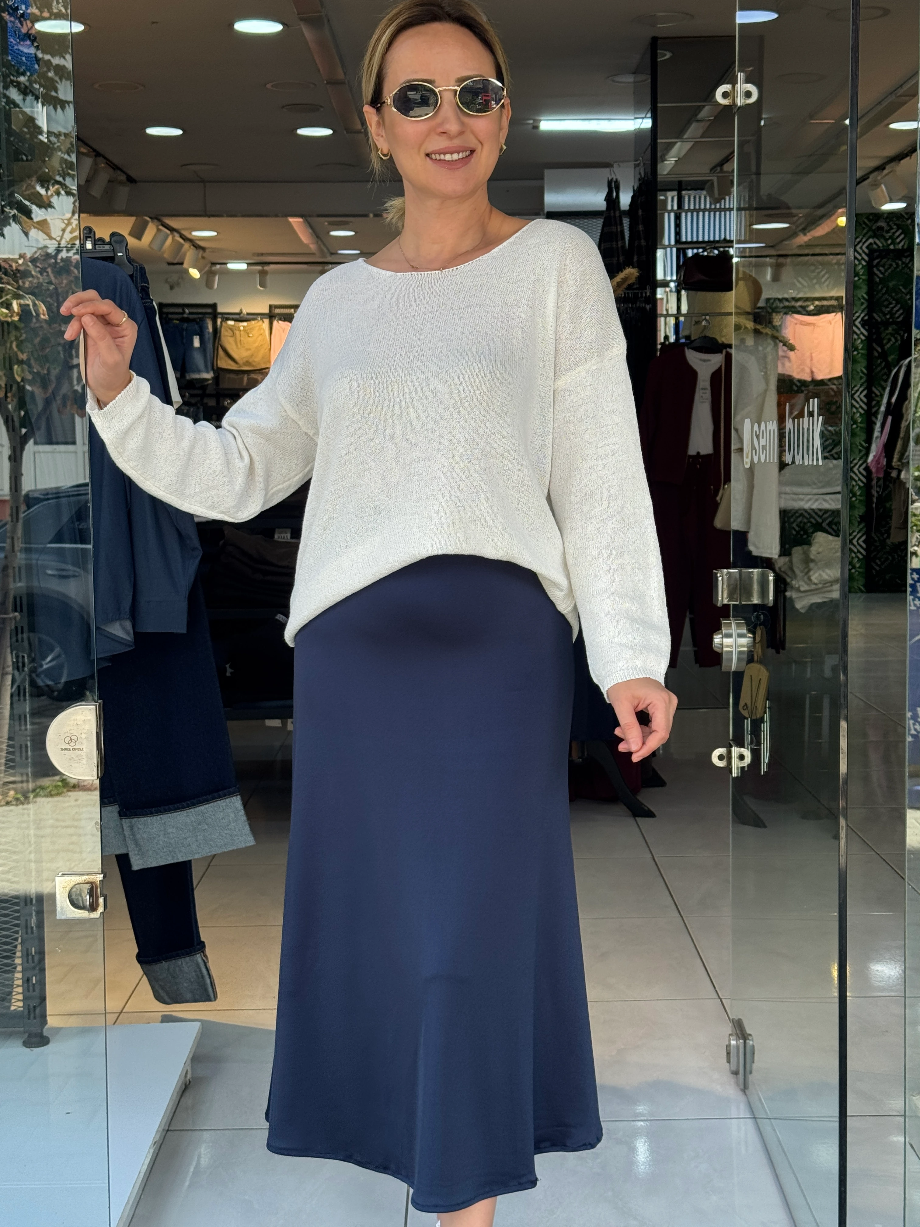  Parlak Dokulu Midi Etek