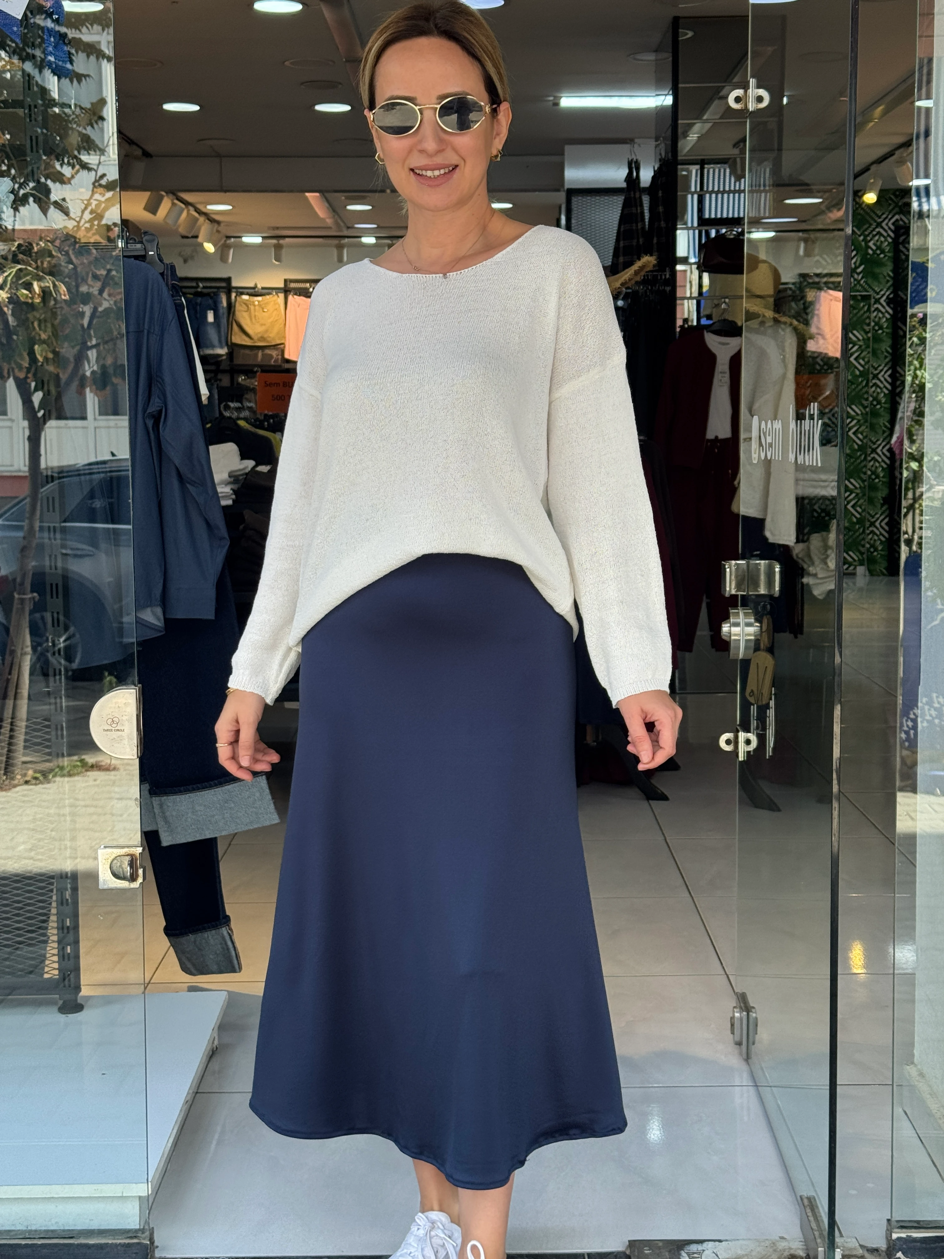  Parlak Dokulu Midi Etek