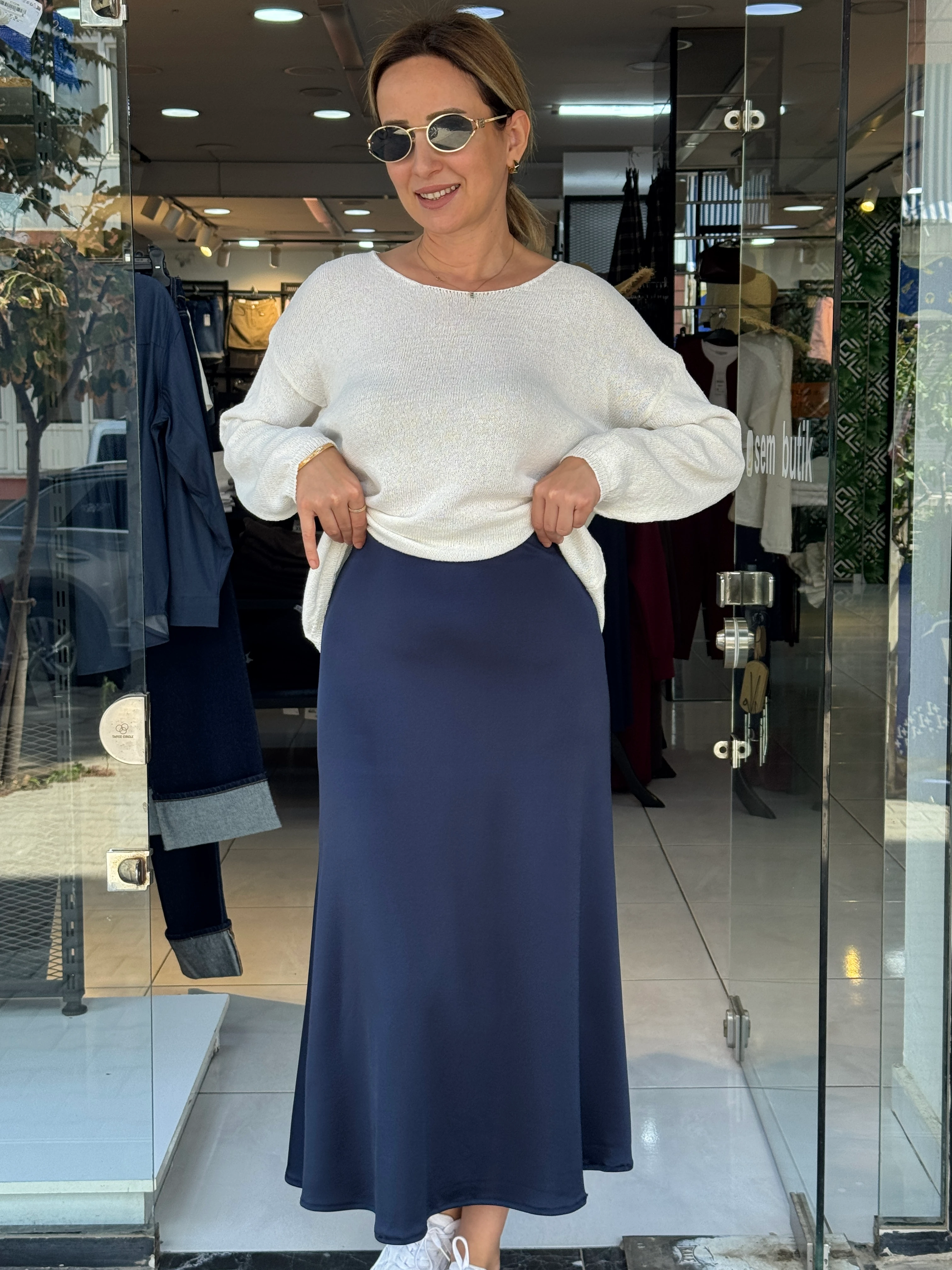  Parlak Dokulu Midi Etek