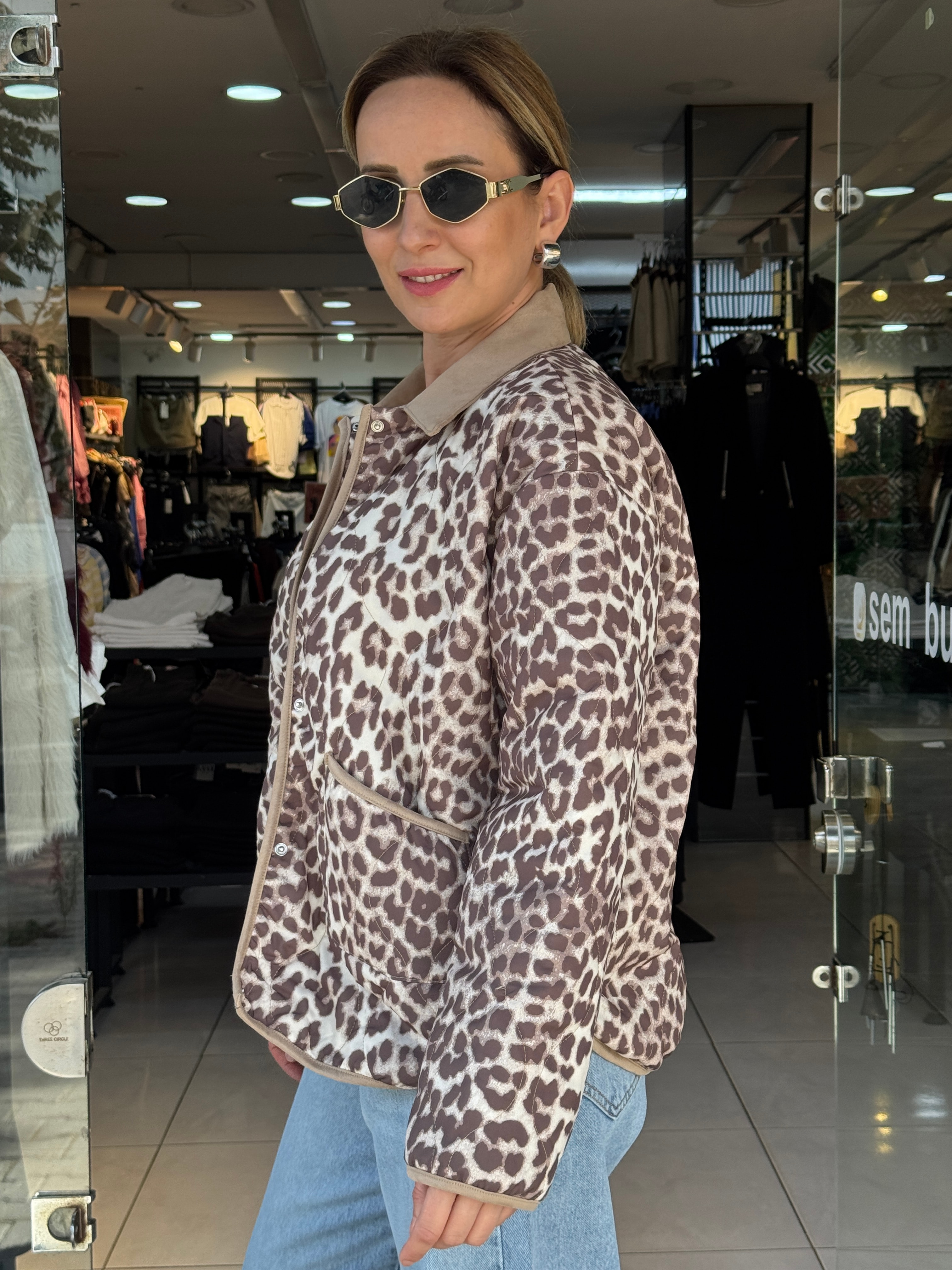 Leopar Kapitone Ceket