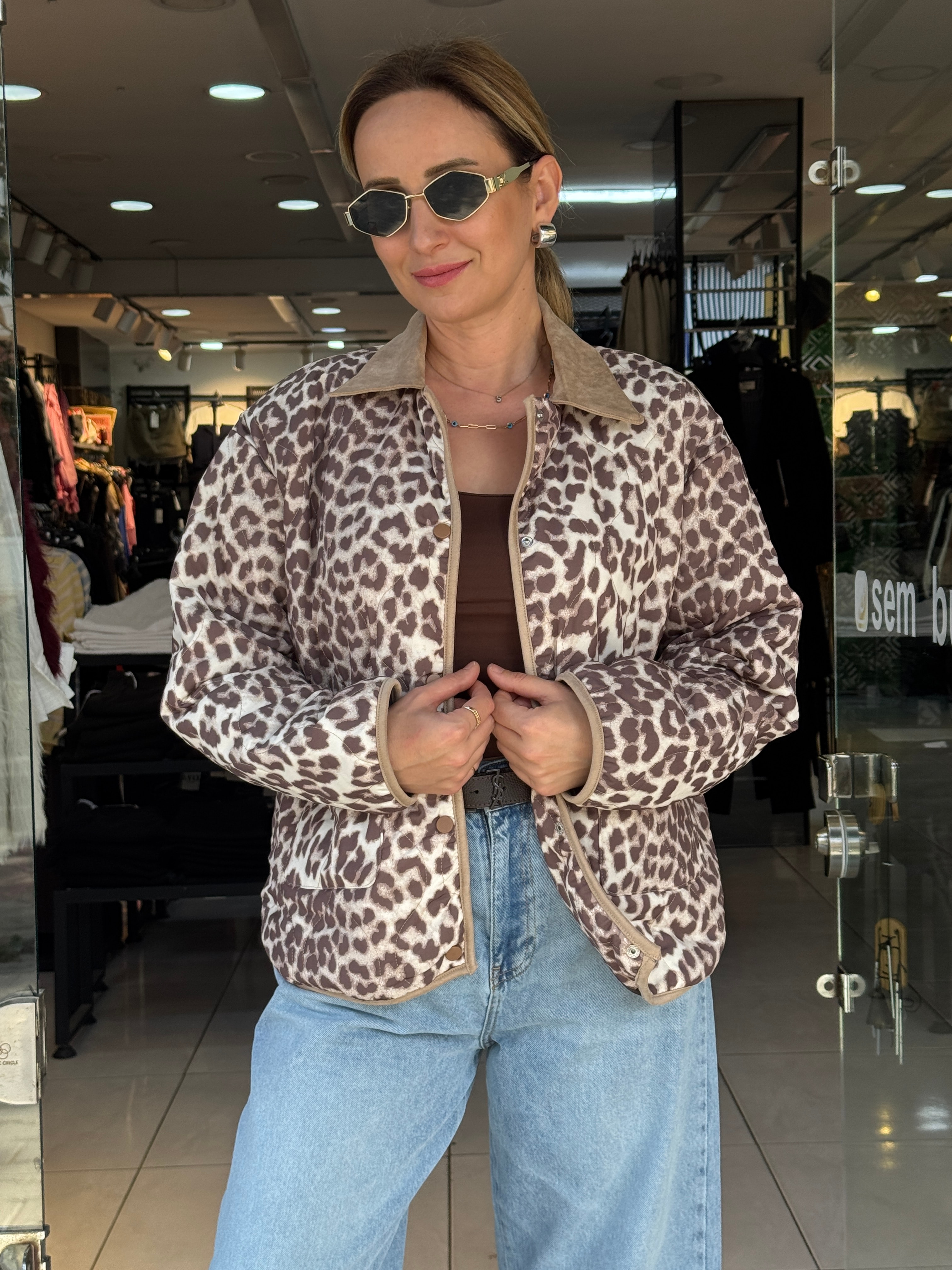 Leopar Kapitone Ceket