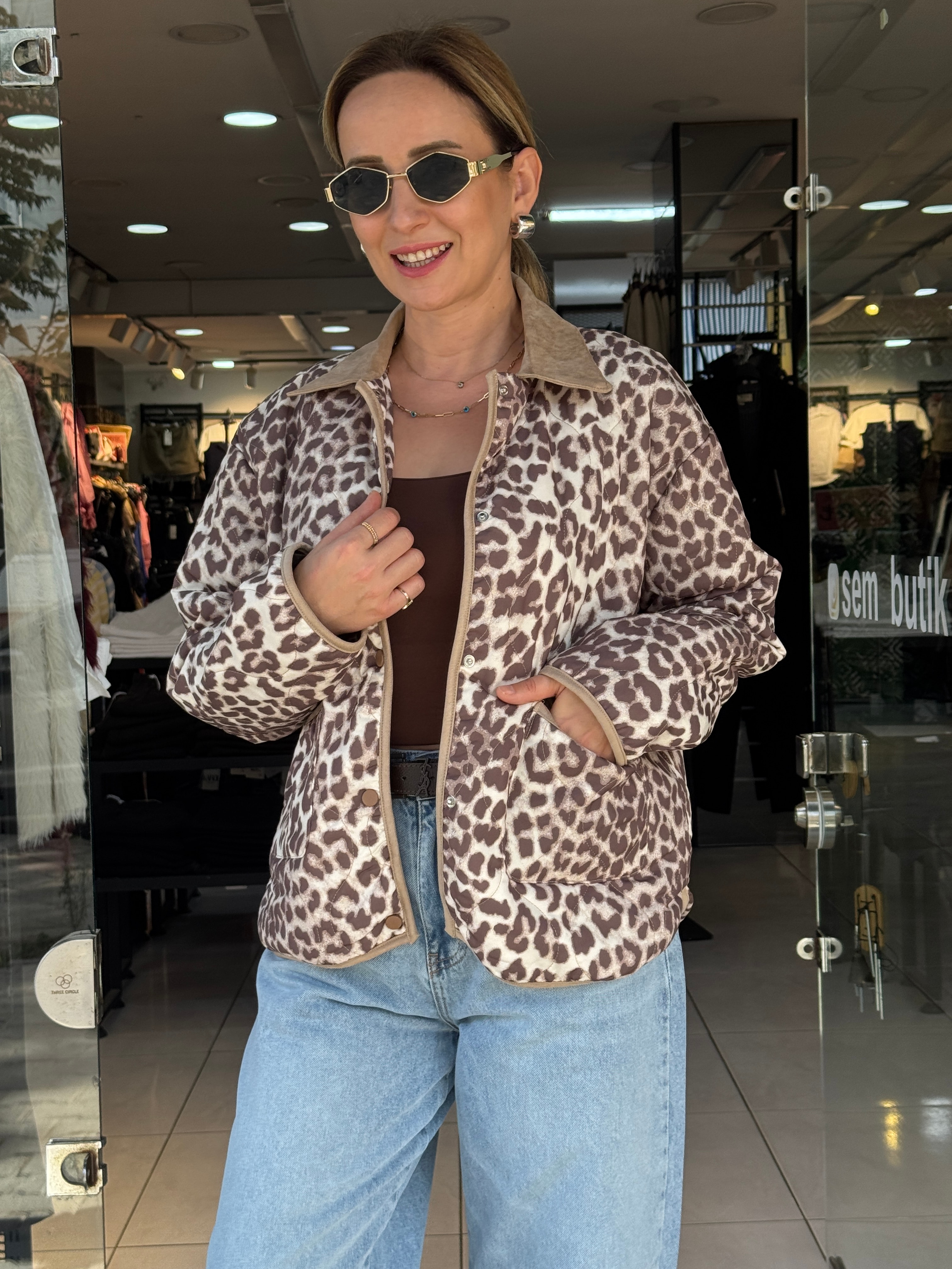 Leopar Kapitone Ceket