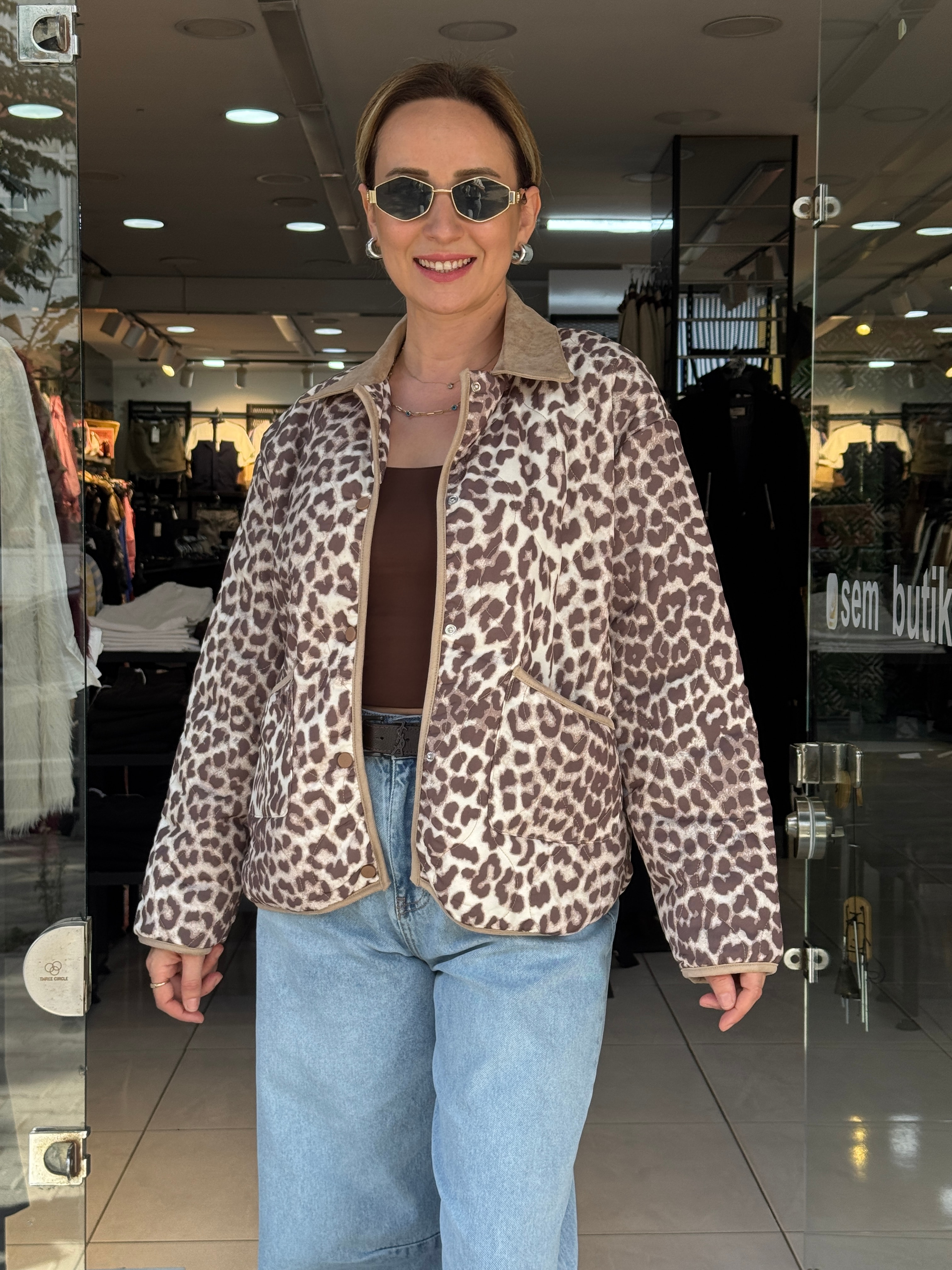 Leopar Kapitone Ceket