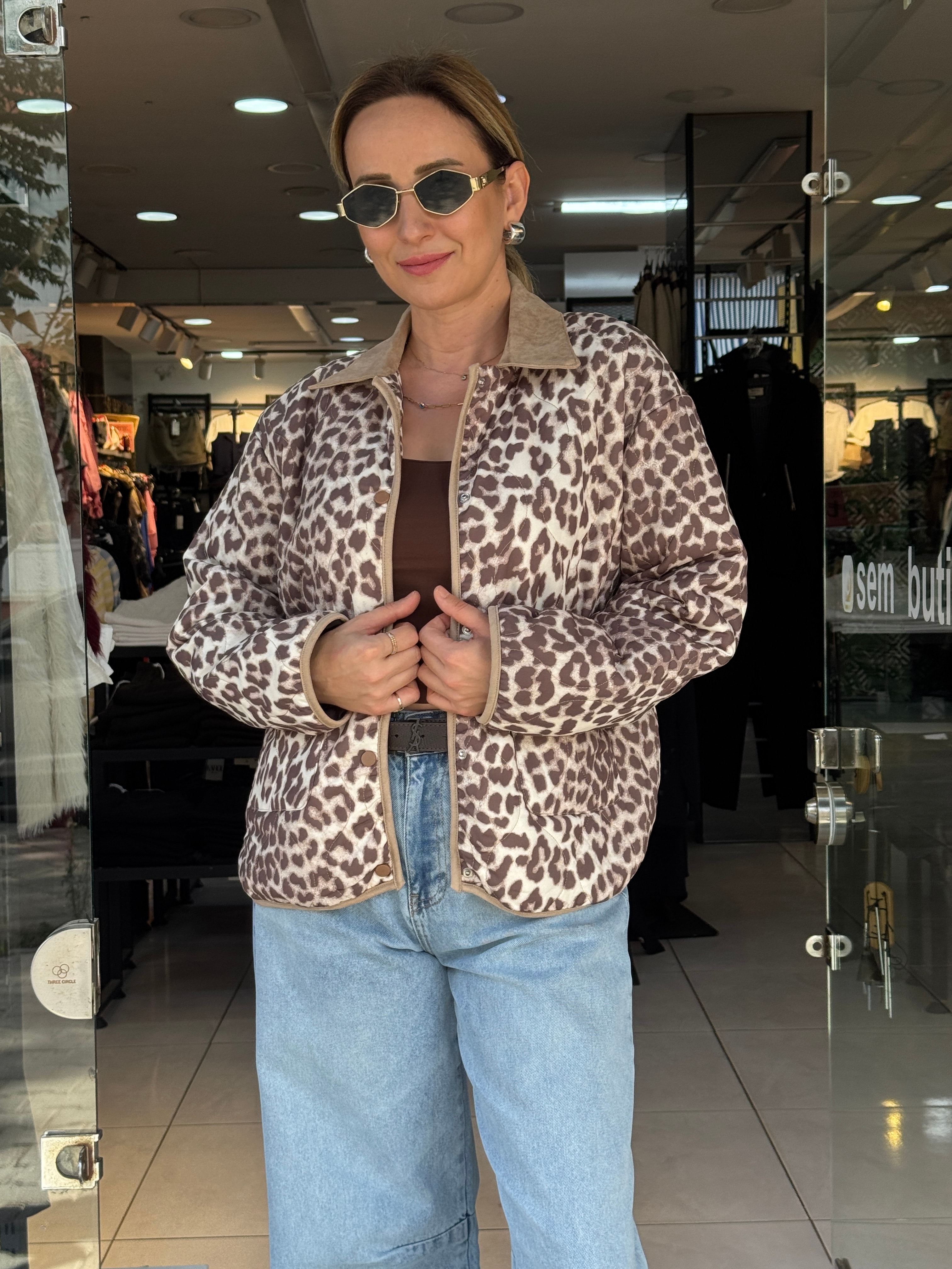 Leopar Kapitone Ceket