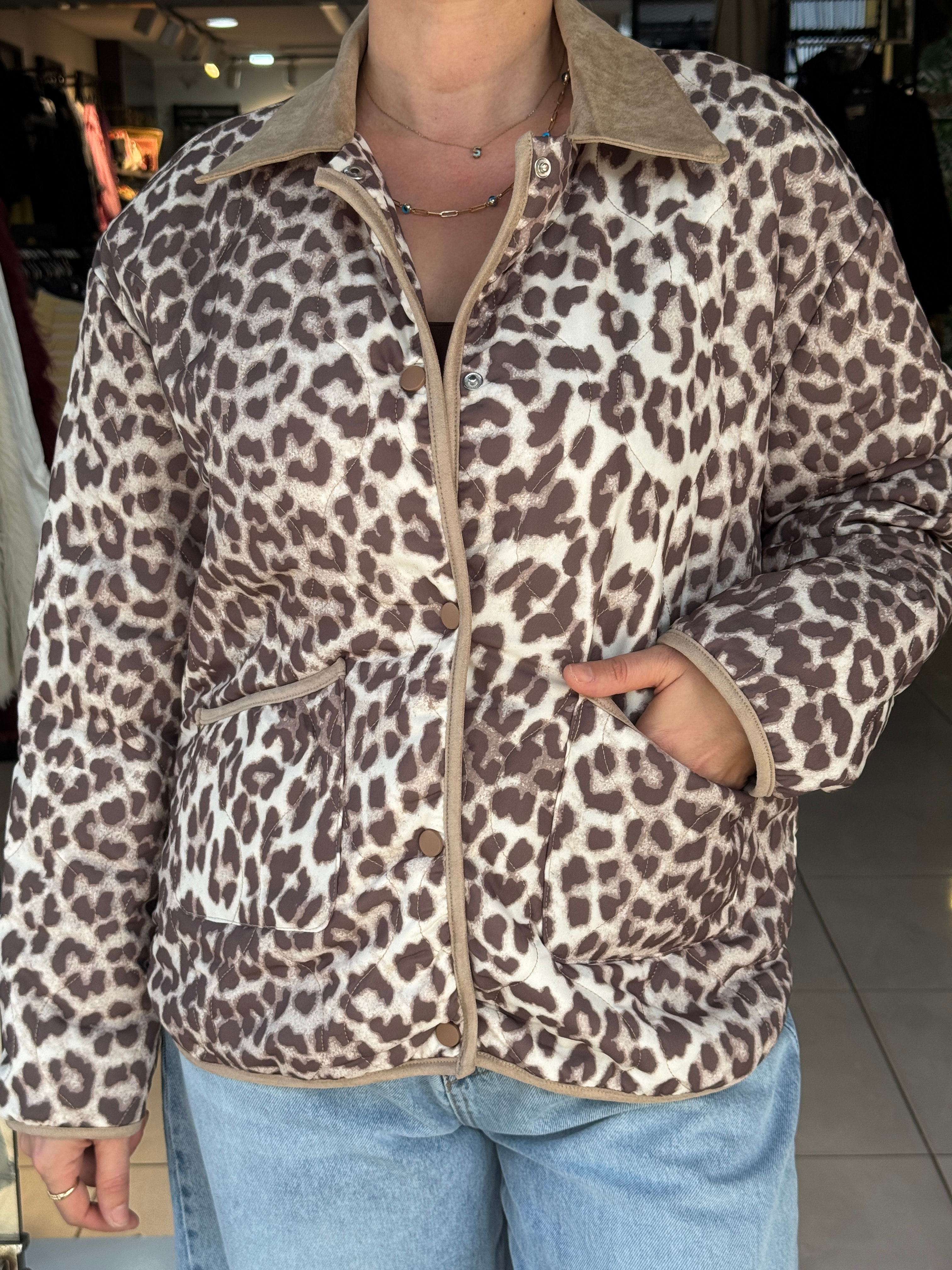 Leopar Kapitone Ceket