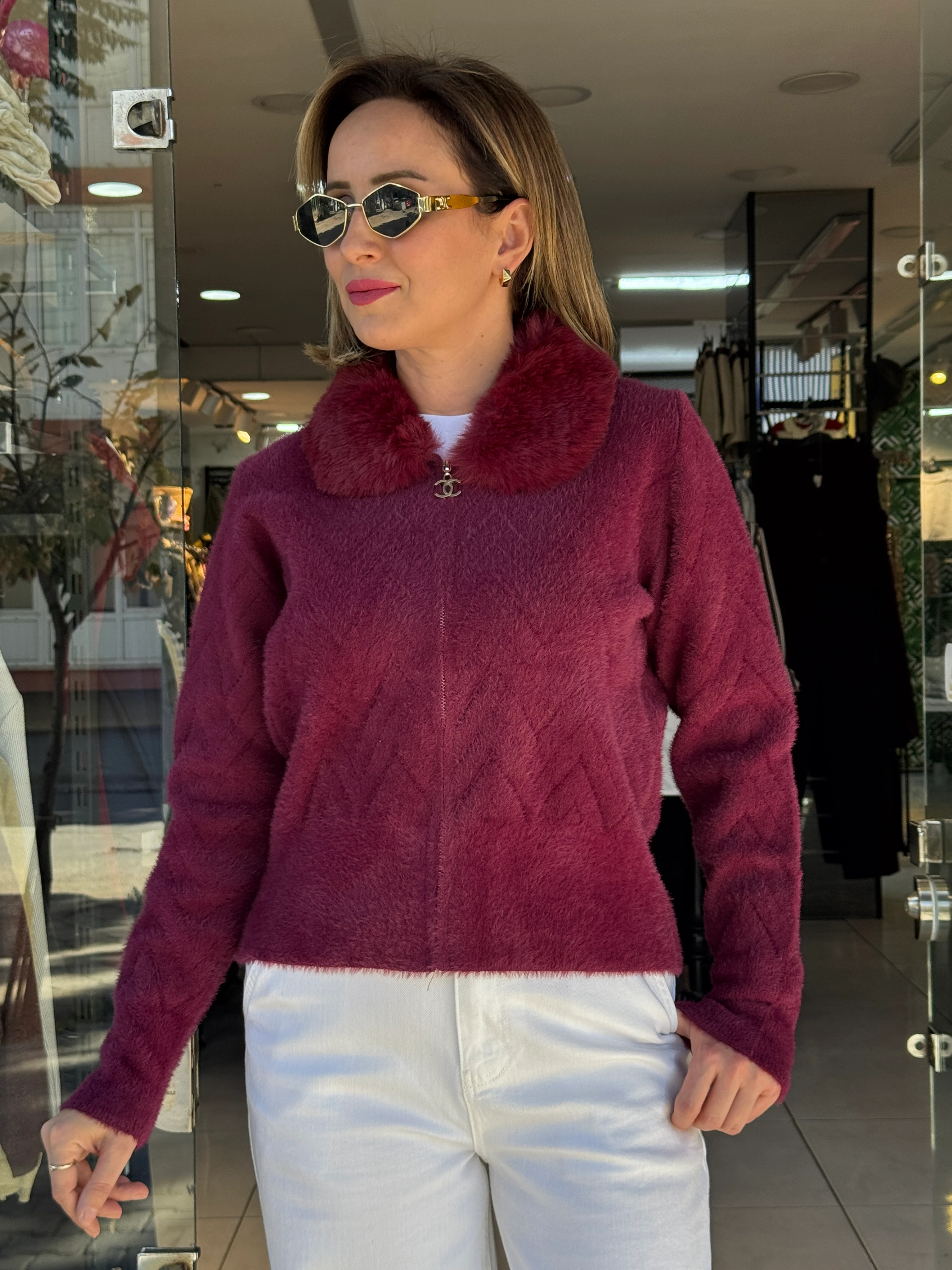 Angora Yakası Kürklü Ceket